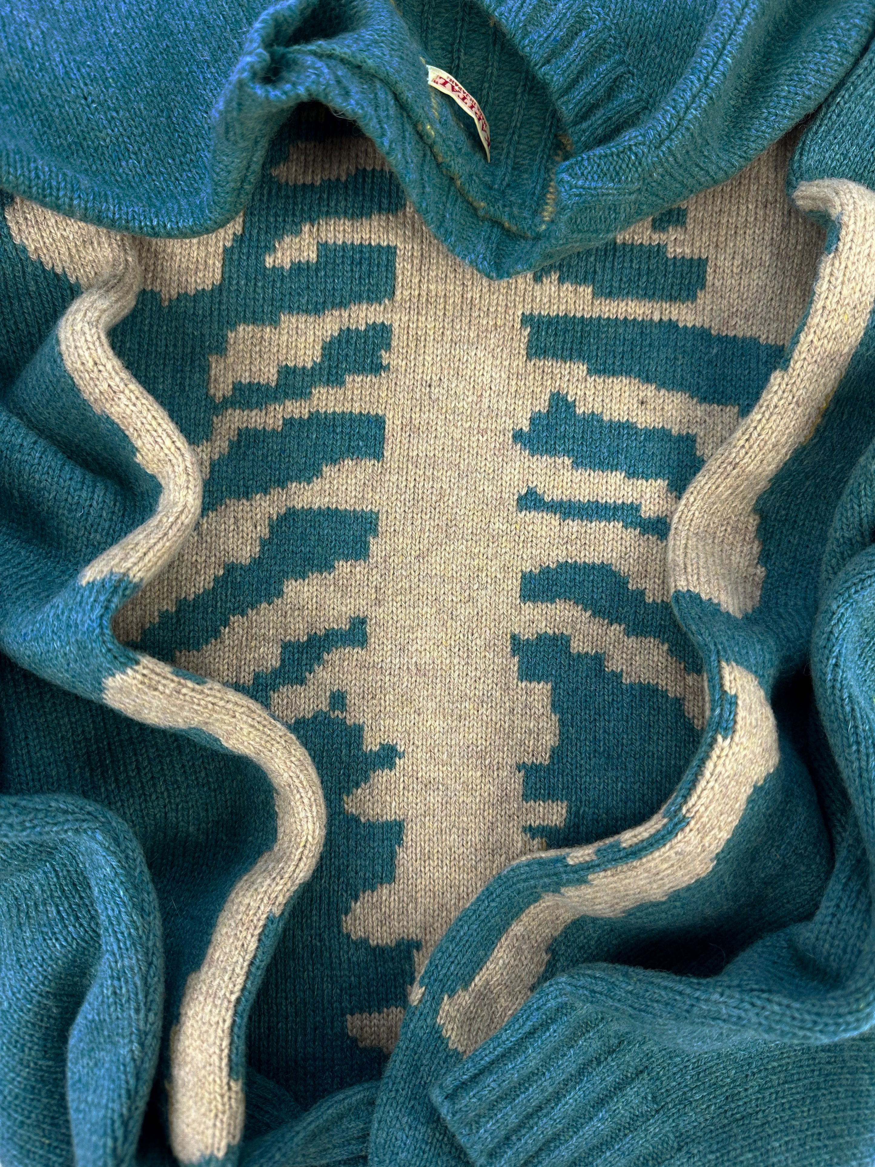 AW21 Kapital ‘Bone’ 5G Skeleton Knit Wool Teal Sweater