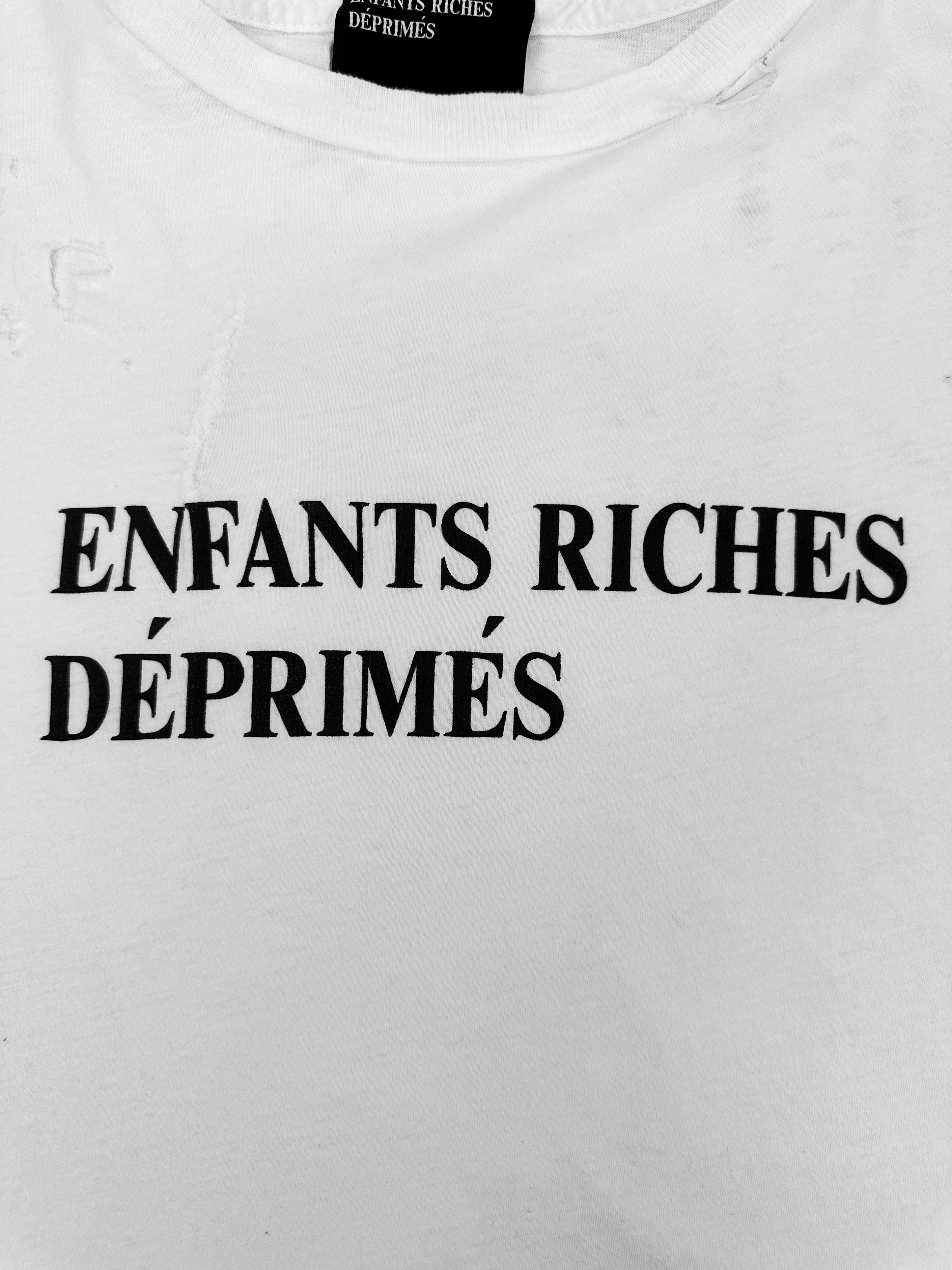 Enfants Riches Deprimes White Distressed Logo T-Shirt