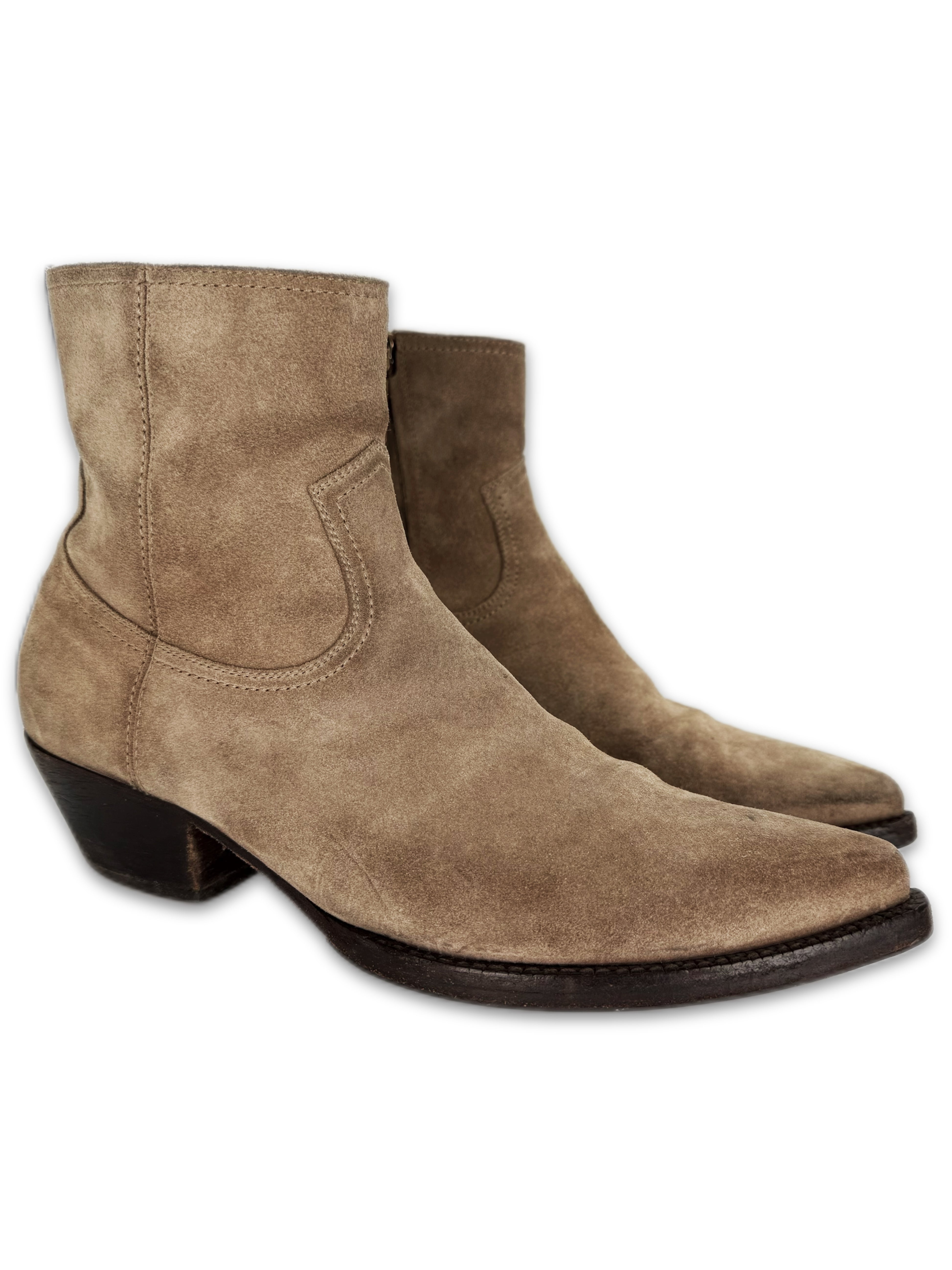 Saint Laurent Paris Suede Beige ‘Wyatt’ Side-zip Boots