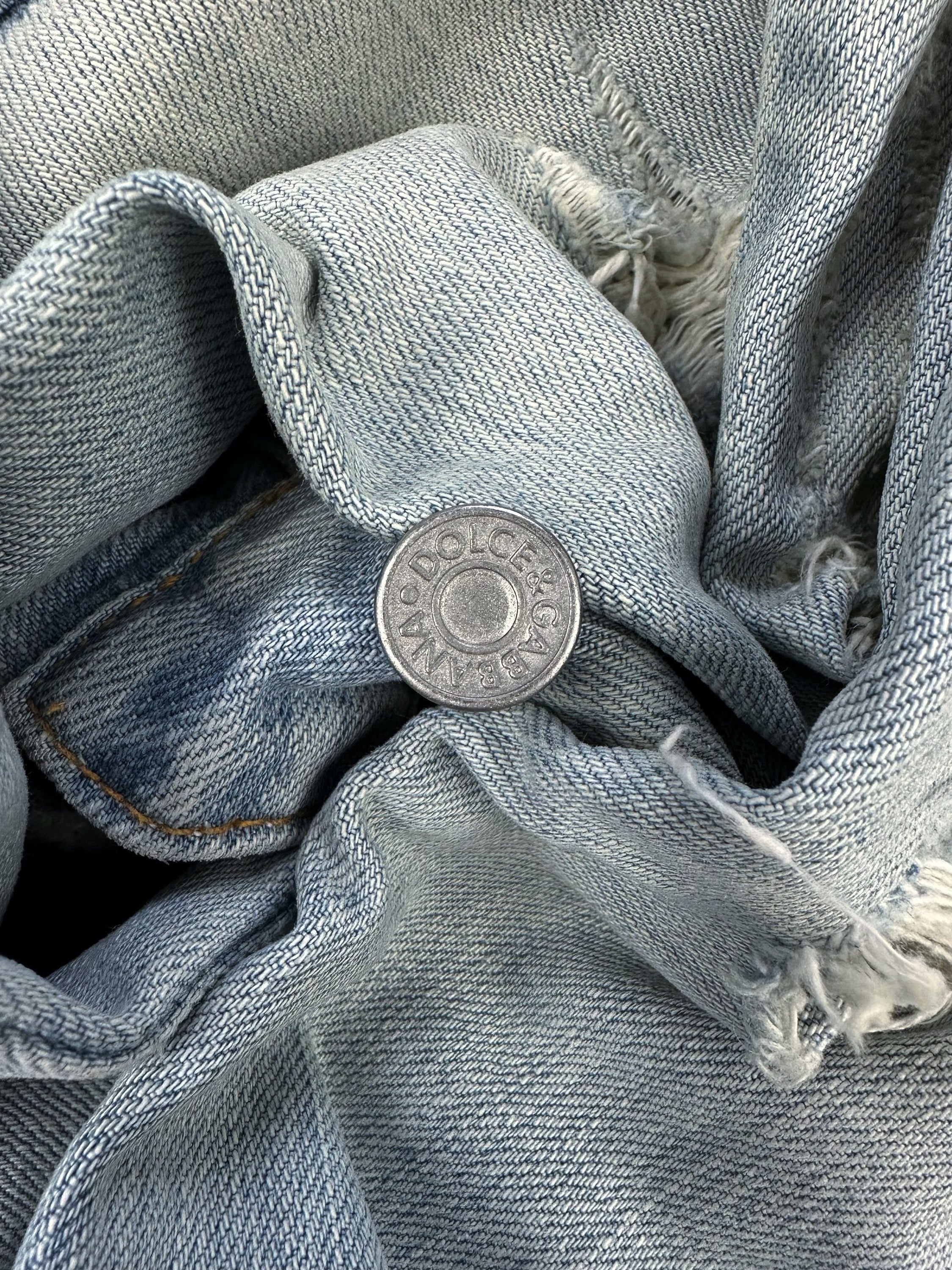 00s Dolce &amp; Gabbana Light Wash Distressed Denim