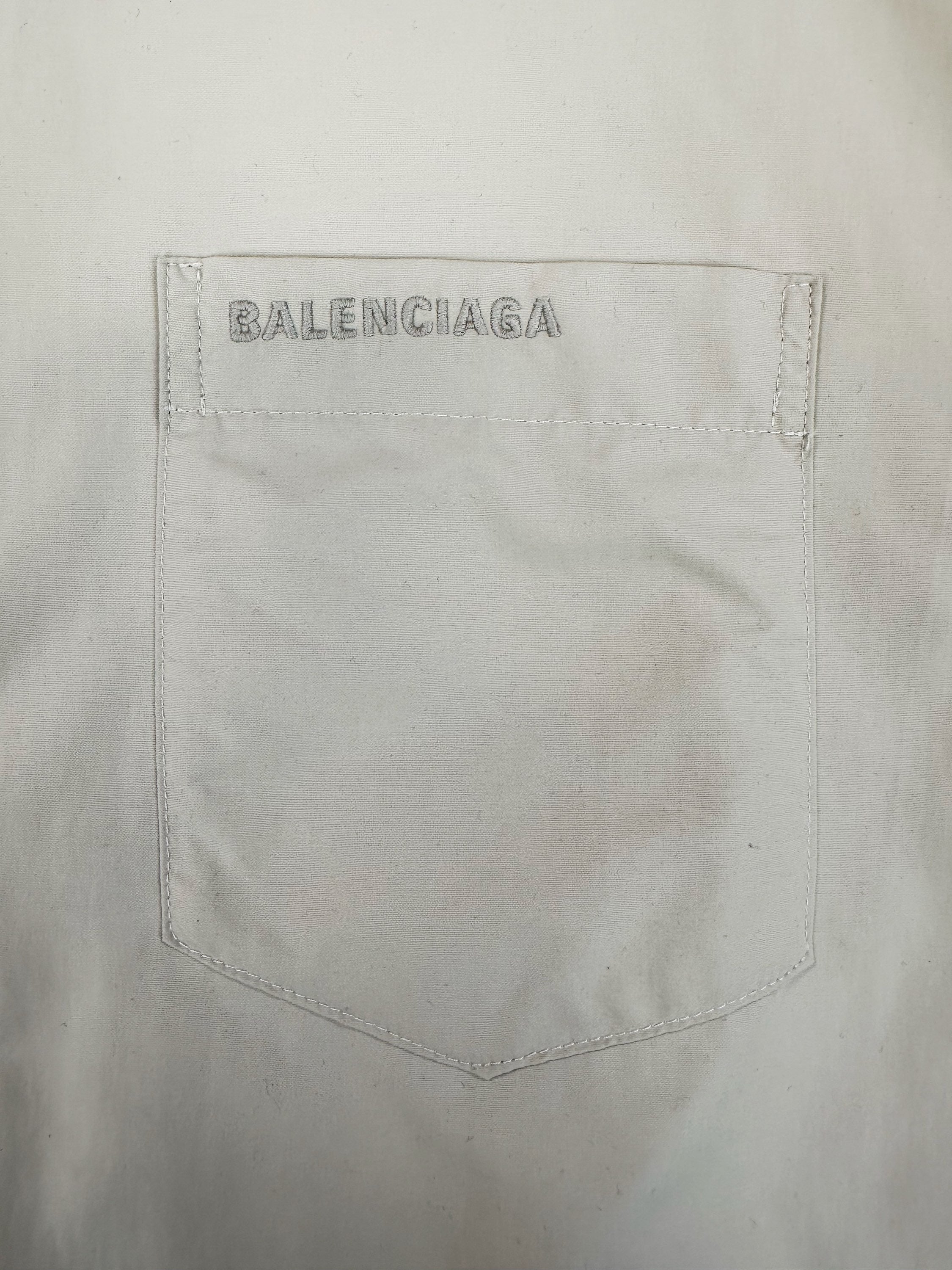 AW21 Balenciaga Beige Padded Embroidered Logo Shirt Jacket