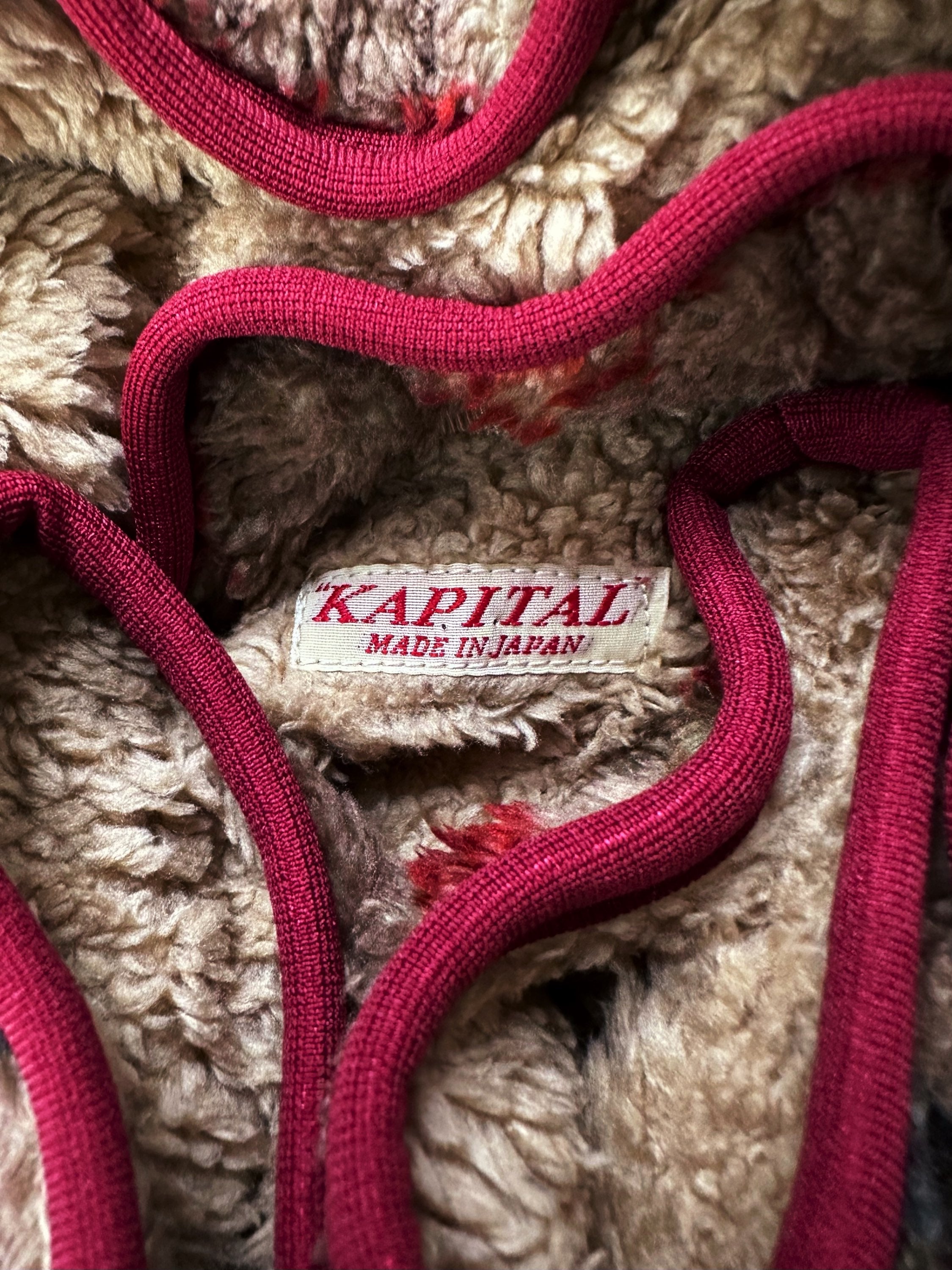 AW24 Kapital ‘Pueblo’ Motif Striped Button Snap Collared Fleece Jacket
