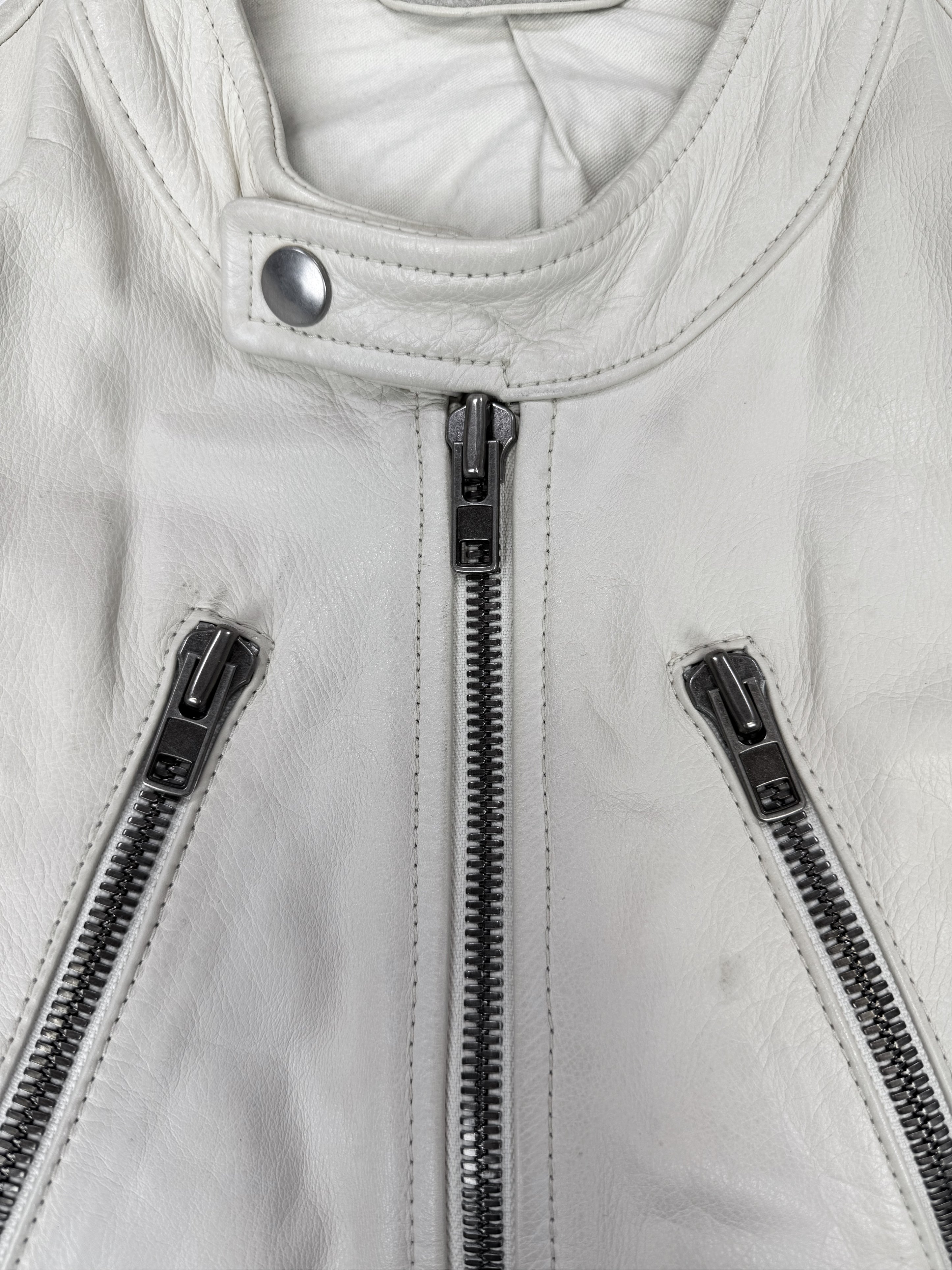 SS08 Maison Margiela ‘5 Zip’ White Leather Racing Jacket