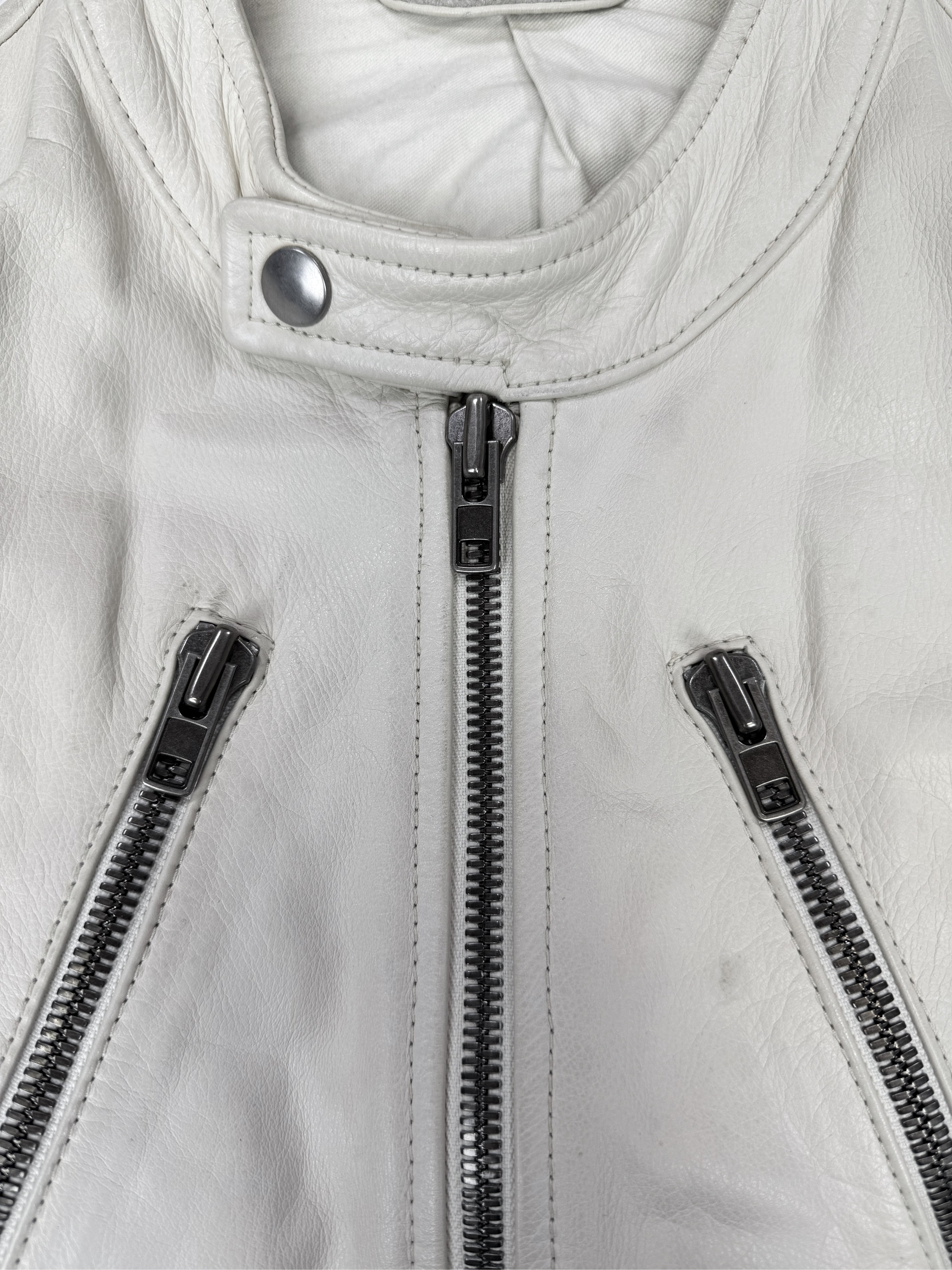 SS08 Maison Margiela ‘5 Zip’ White Leather Racing Jacket