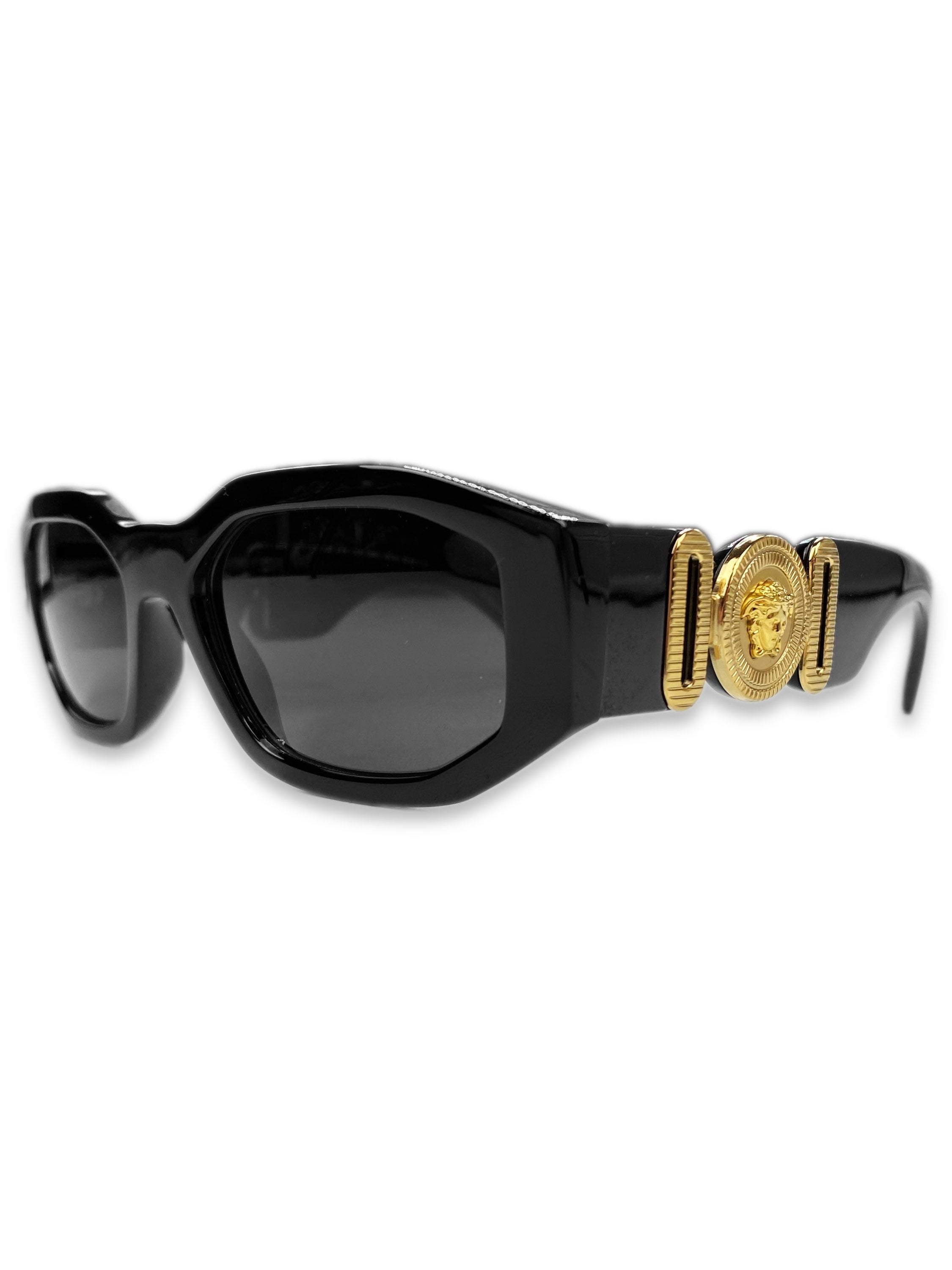 Versace ‘Biggie’ Gold Square Frame Medusa Head Sunglasses