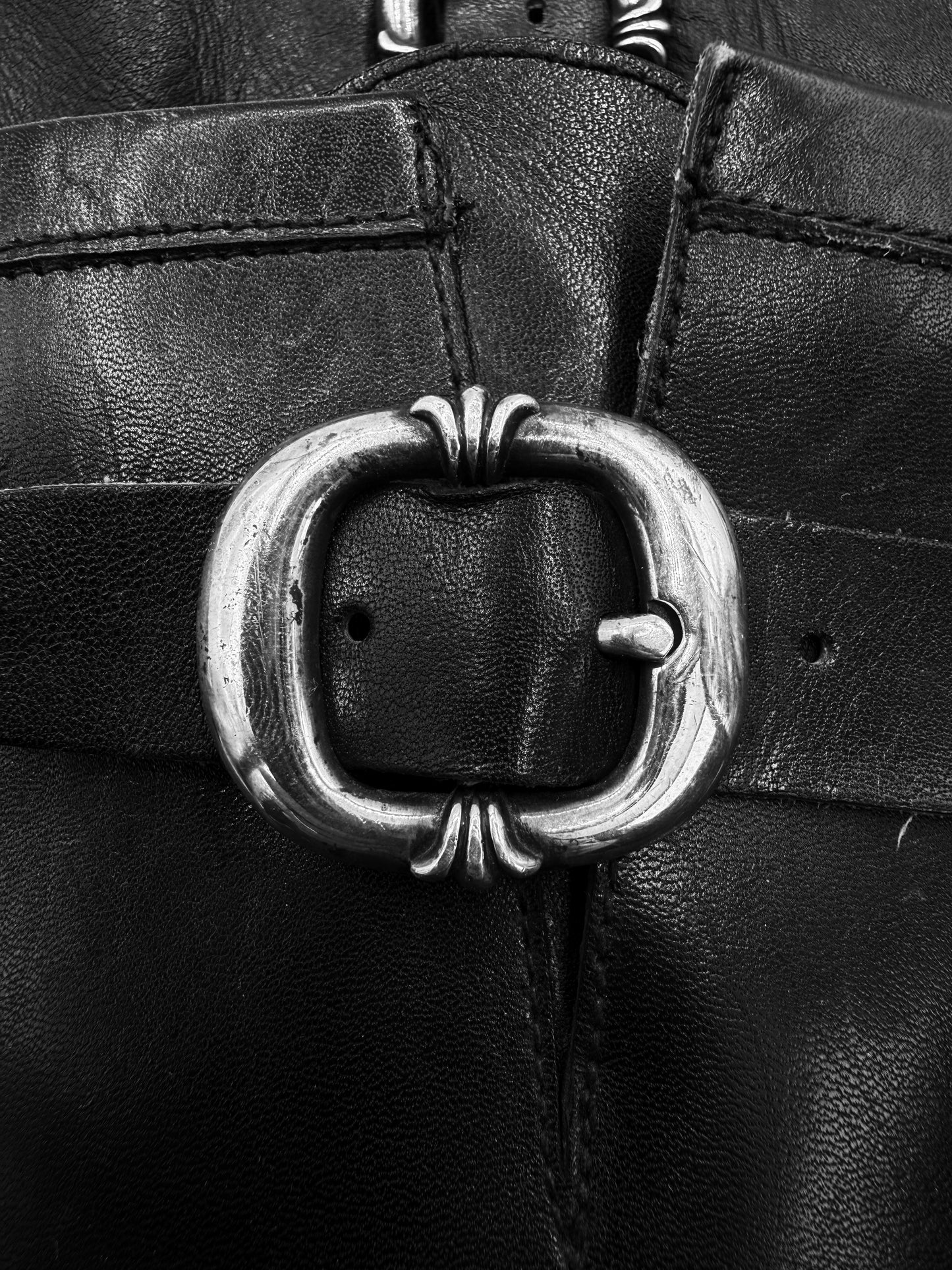 Chrome Hearts Gunslinger Buckle Dagger Pendant Black Leather Boots