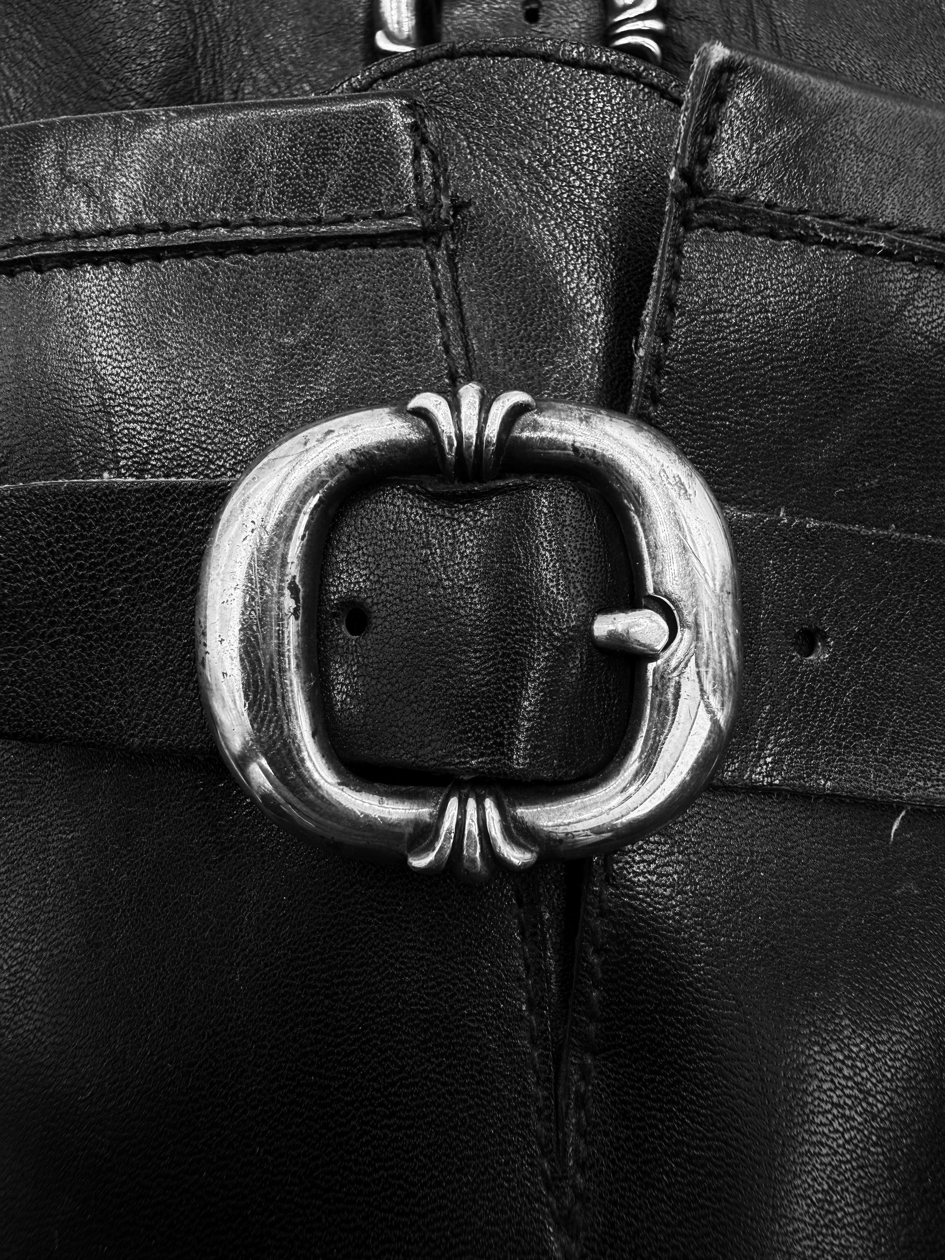 Chrome Hearts Gunslinger Buckle Dagger Pendant Black Leather Boots