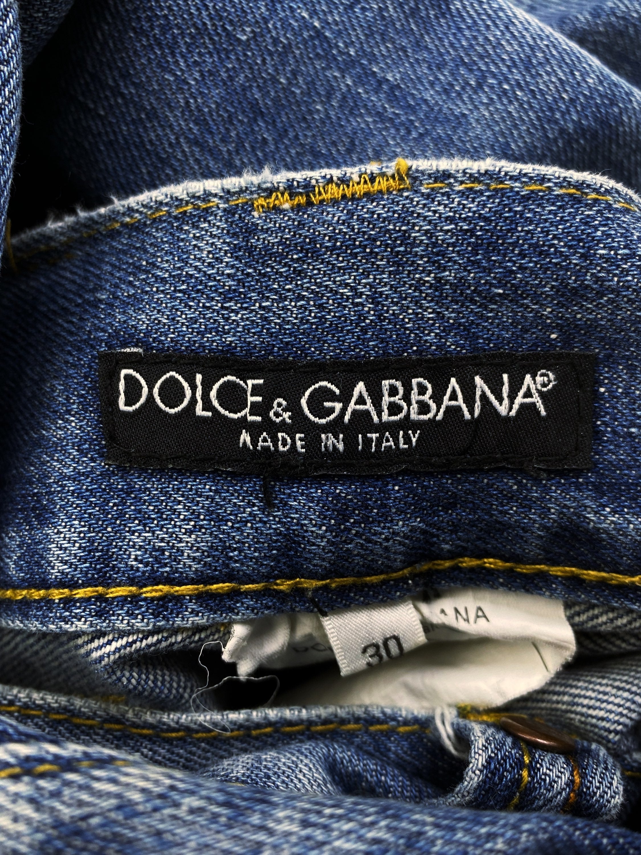 Dolce & Gabbana Embroidered Tiger Studded Distressed Denim
