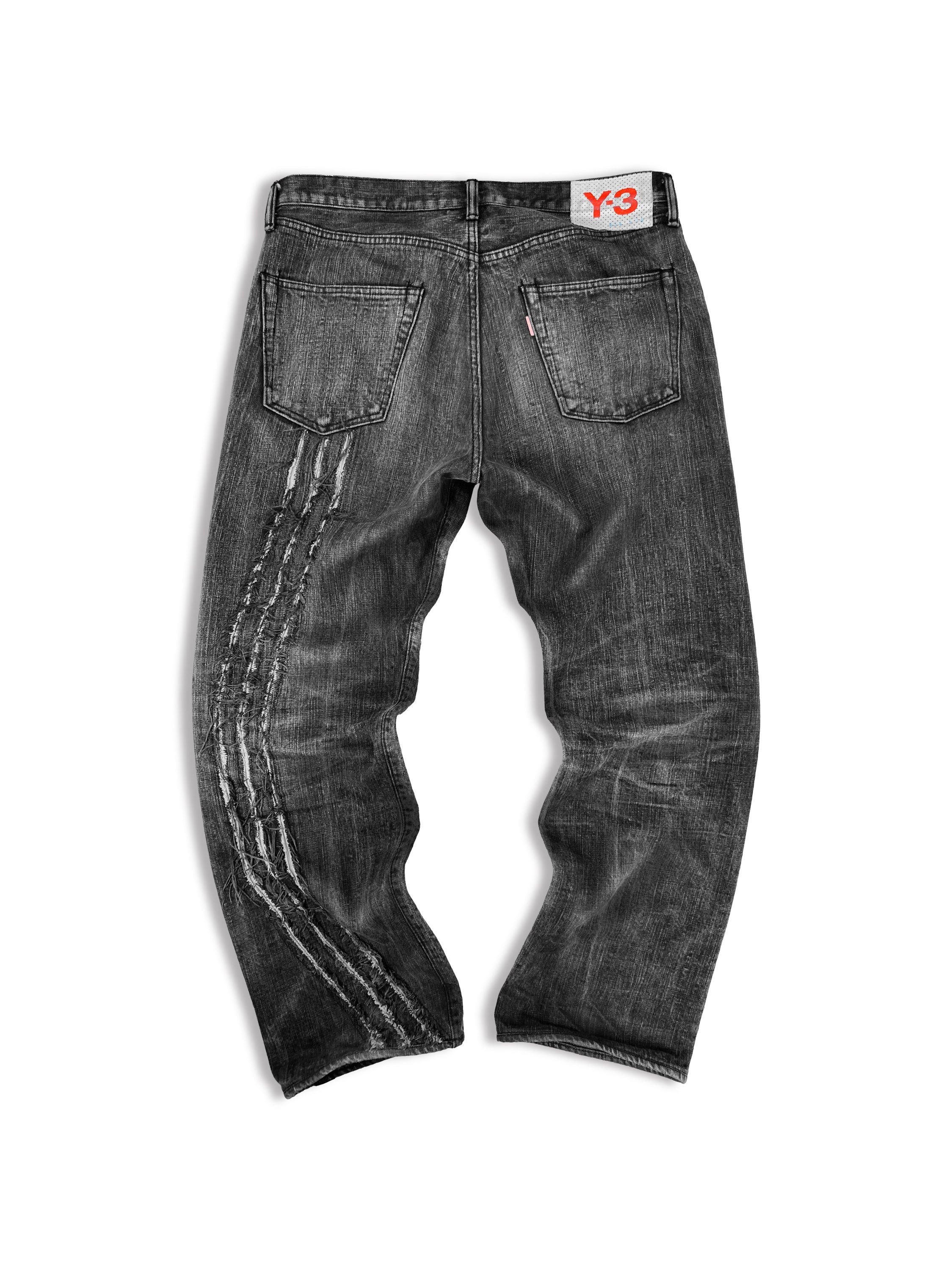 SS04 Yohji Yamamoto Y-3 X Adidas ‘Three Stripe’ Claw Mark Denim