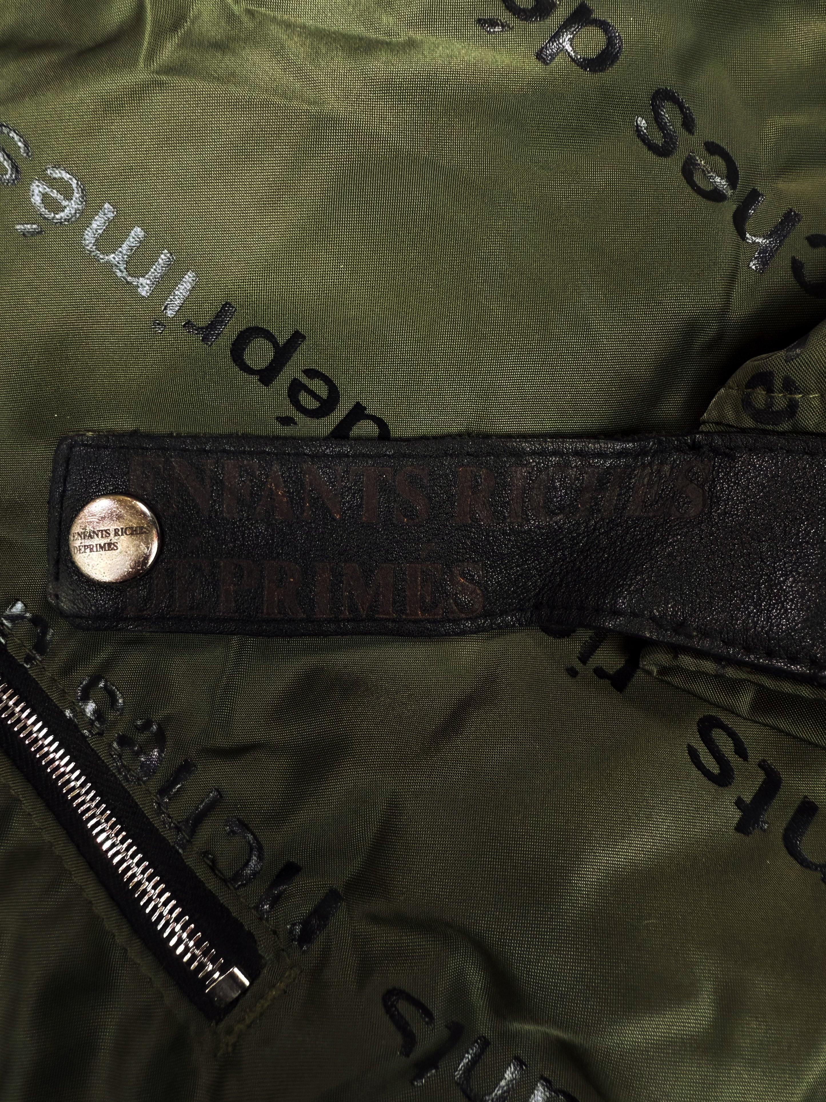 Enfants Riches Deprimes Monogram Logo Olive Green Zipper Pants