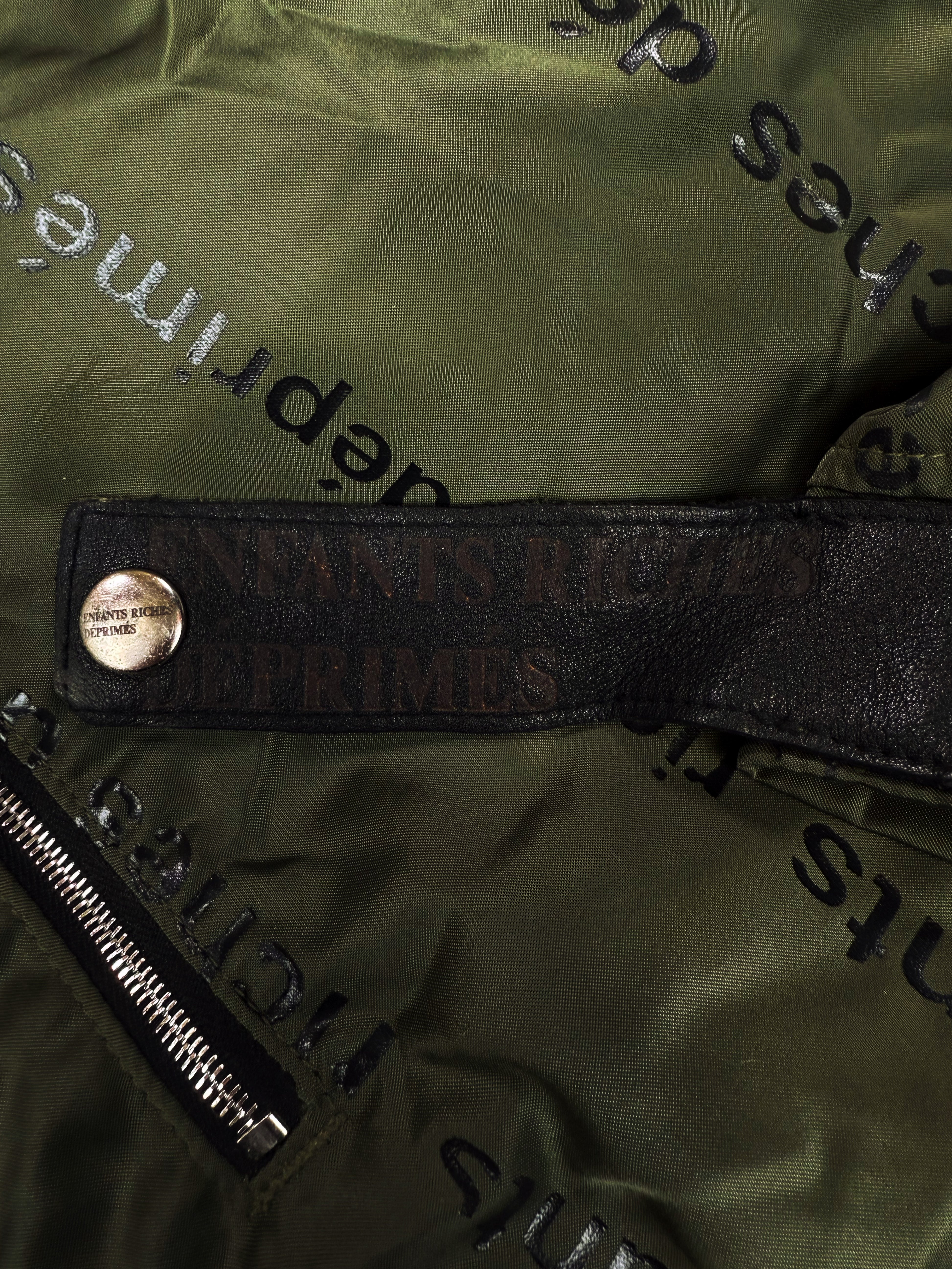 Enfants Riches Deprimes Monogram Logo Olive Green Zipper Pants