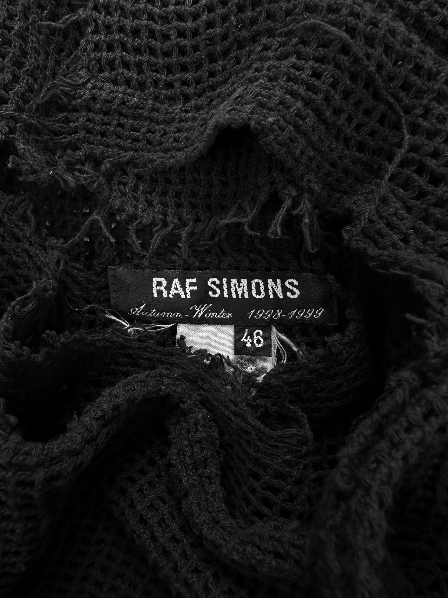 AW98 Raf Simons ‘Radioactivity’ Black Mesh Distressed T-Shirt