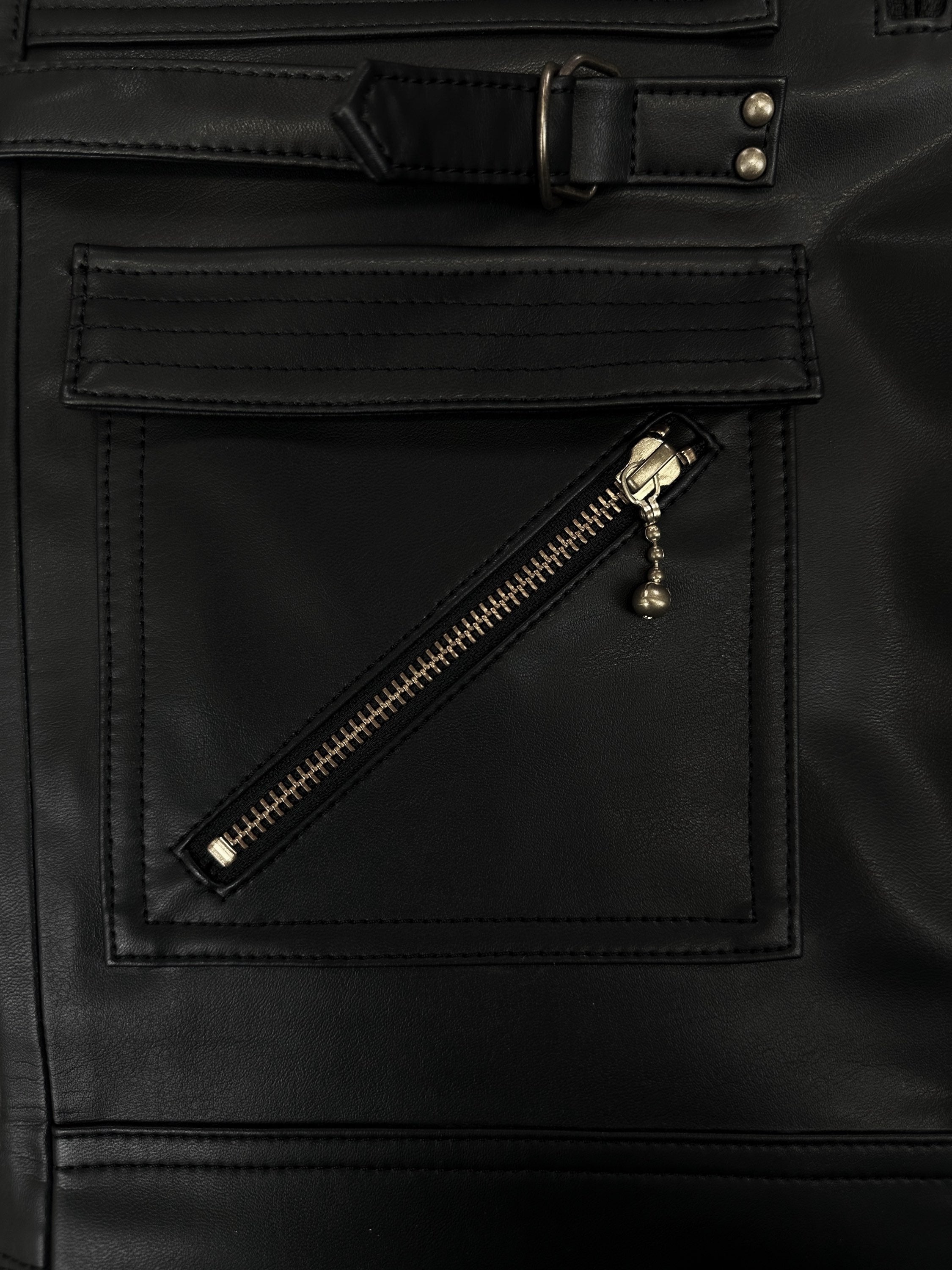Blackmeans Black Leather Multi-zip Moto Biker Pants
