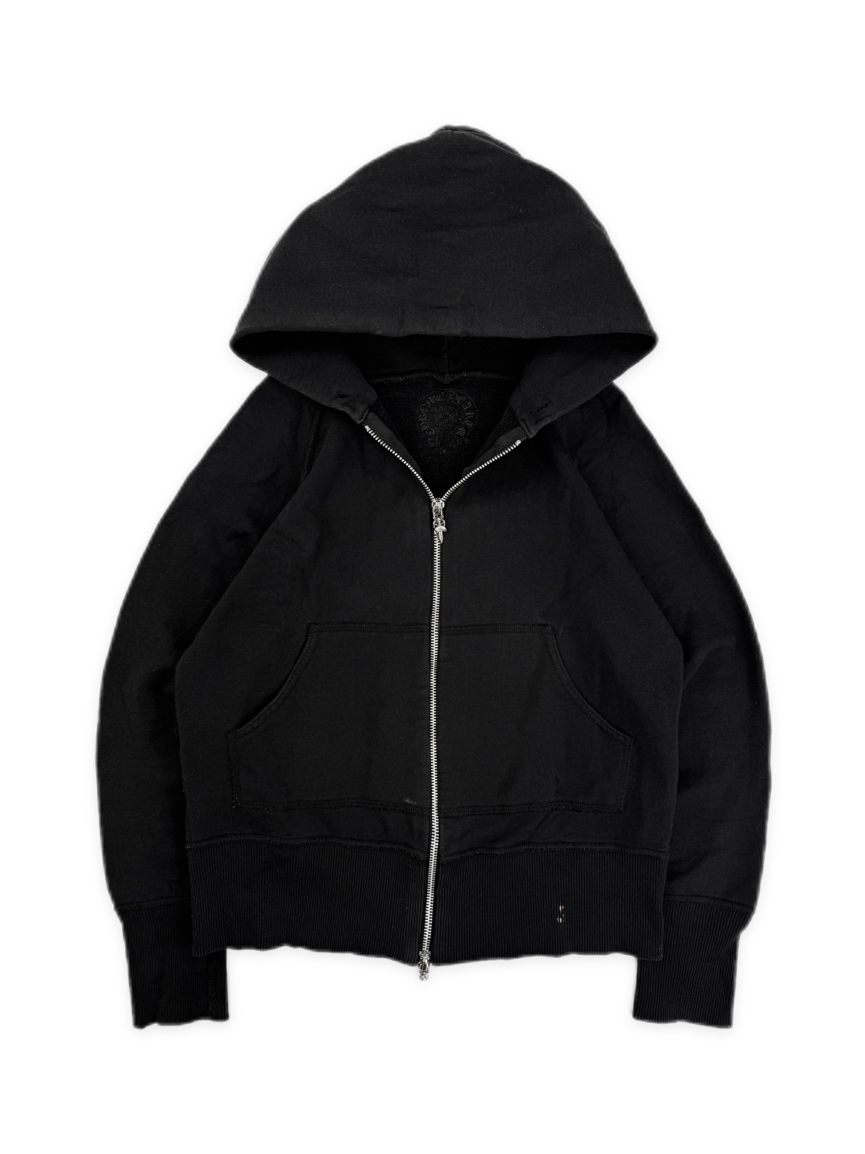 Chrome Hearts Cross Leather Patch Dagger Zip Up Faded Hoodie
