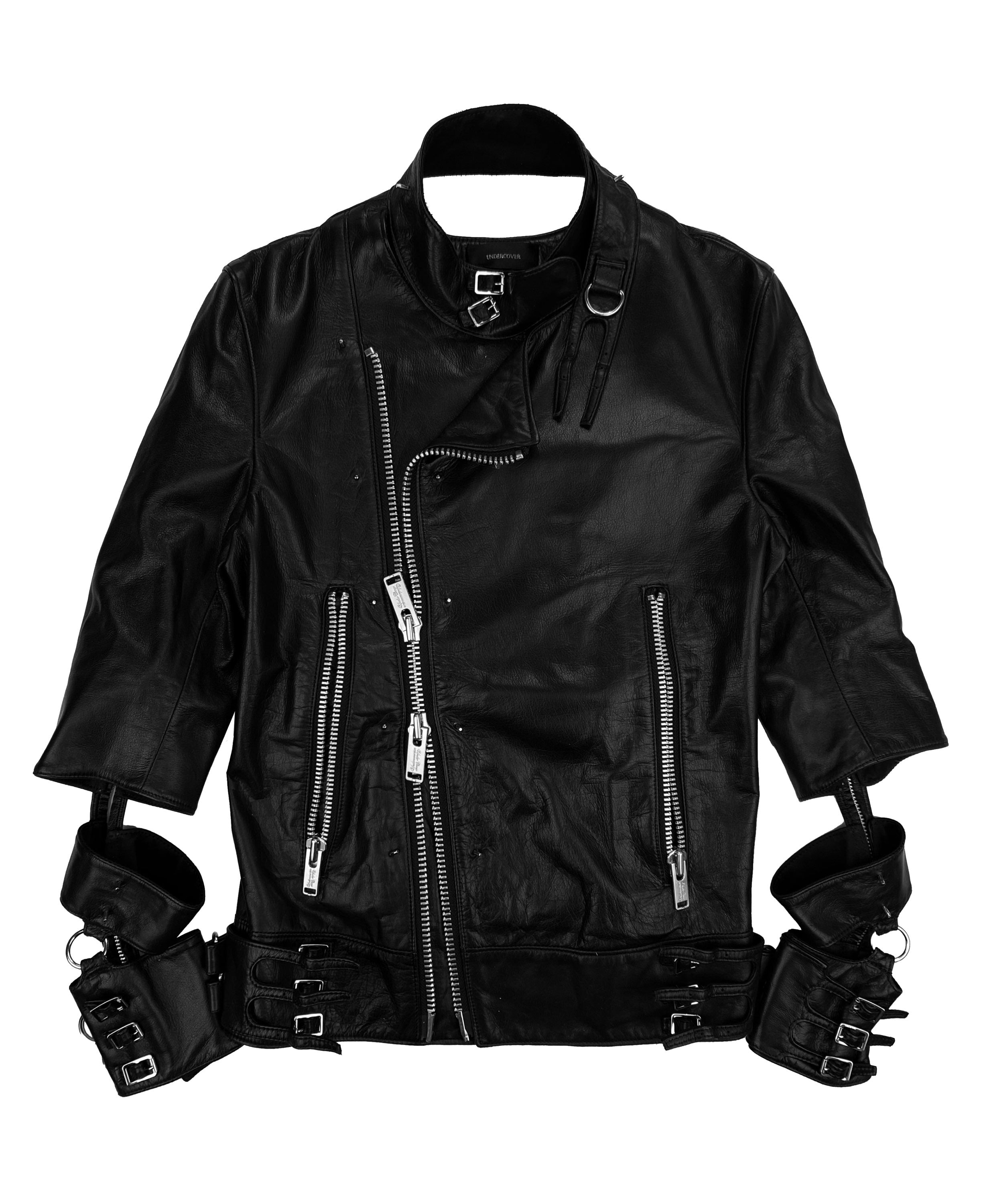 AW02 Undercover Witches Cell Division Leather Cut Out Biker Jacket