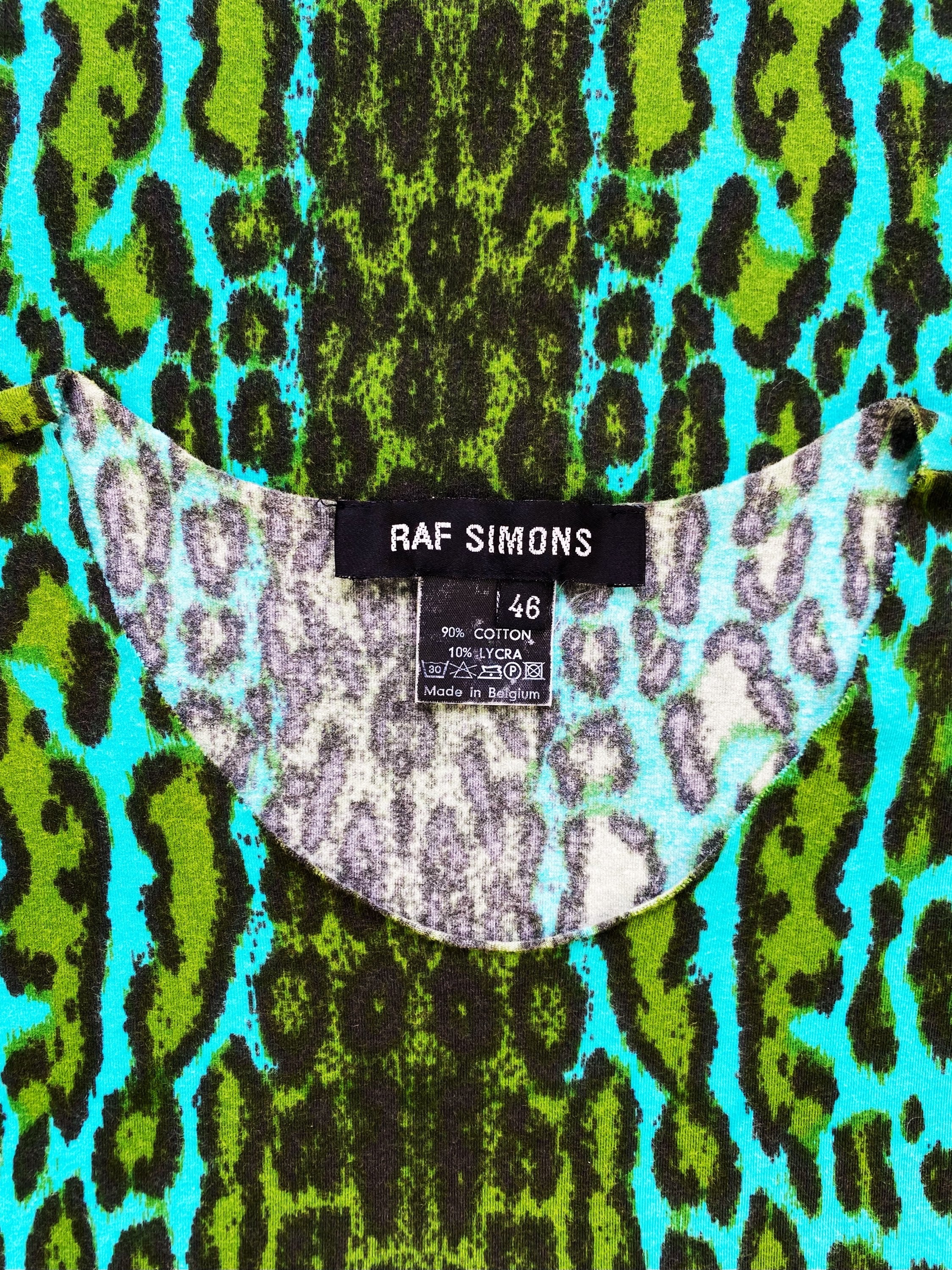 SS99 Raf Simons “Kinetic Youth” Neon Leopard Print Knit Vest