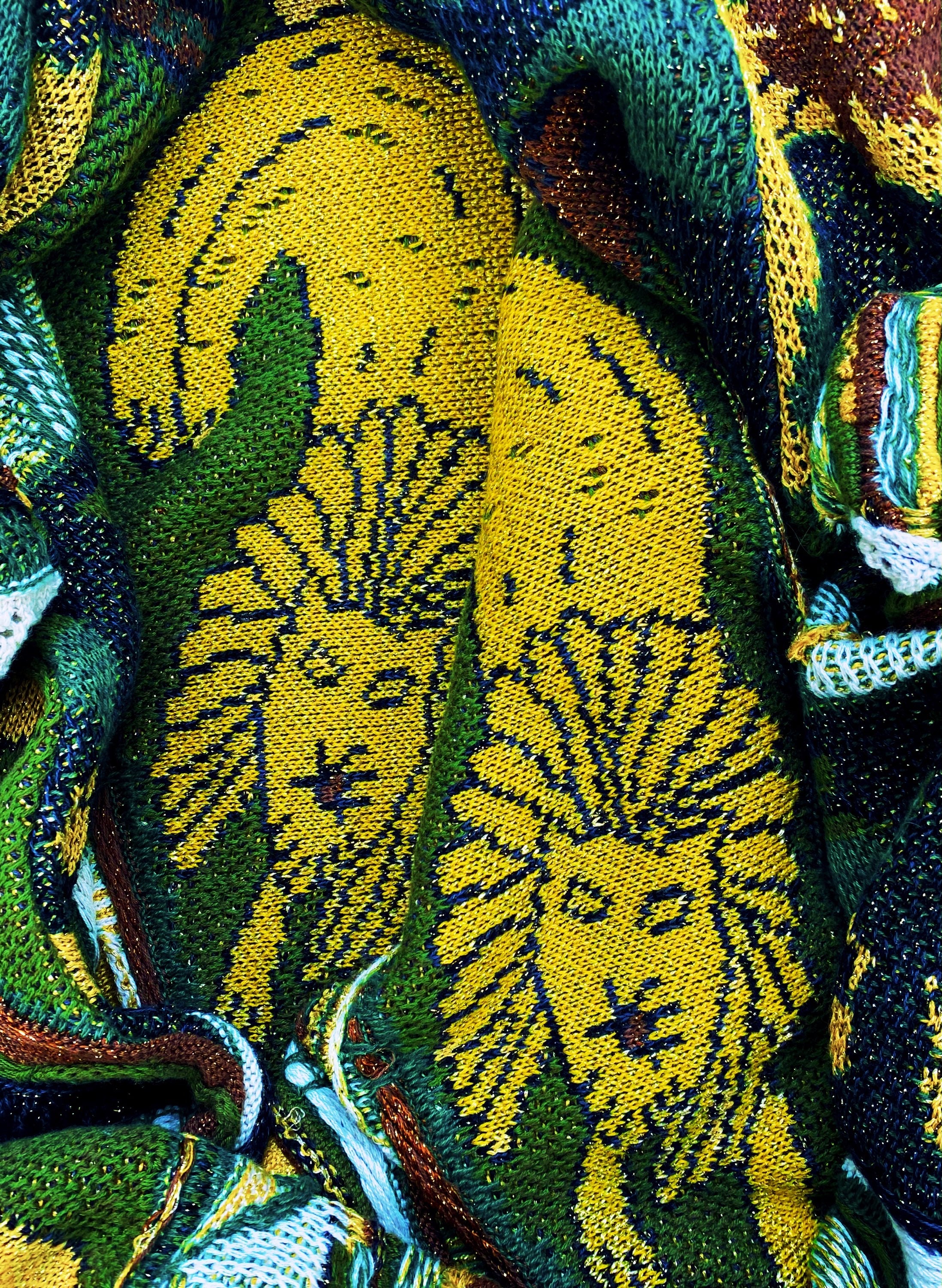 FW22 Kapital ‘Virgin Maria’ Rasta Ainu Gaudy 7G Knitted Sweater