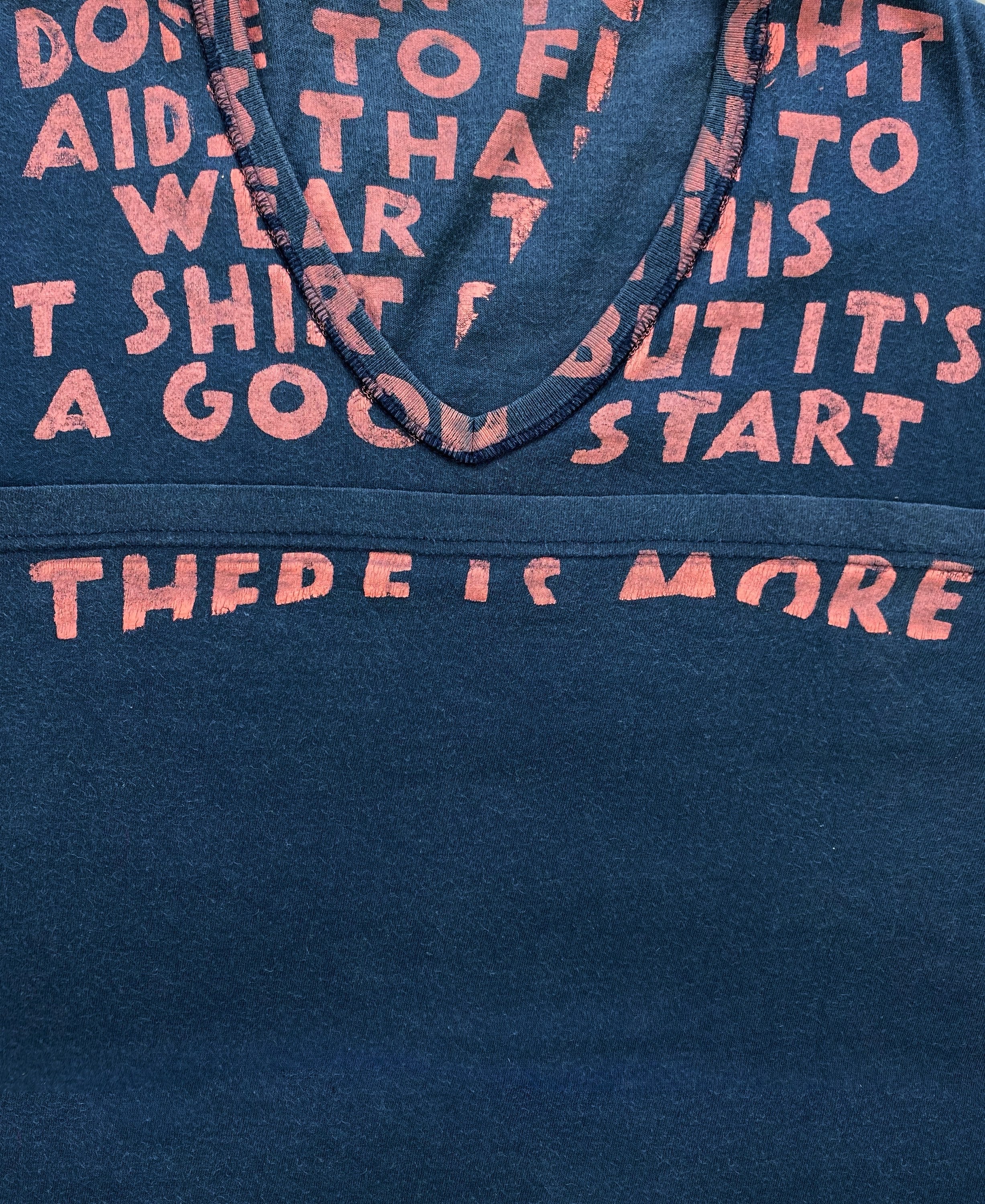 AW04 Maison Margiela ‘Aids’ Navy Blue Script T-Shirt