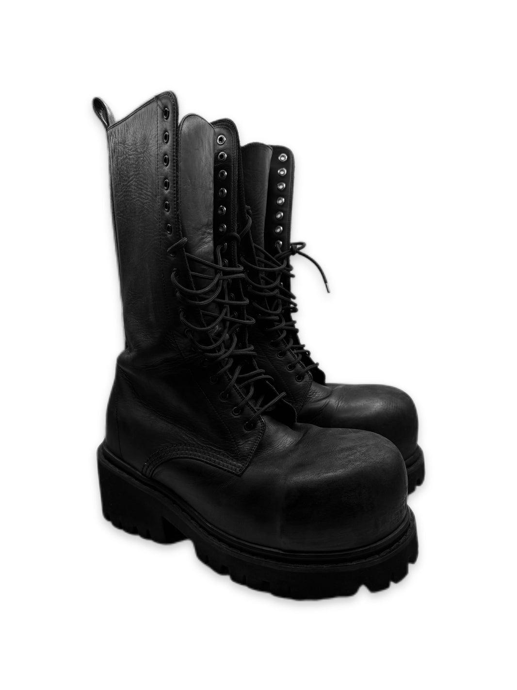 AW24 Balenciaga ‘Stomper’ Runway Tall High-top Black Leather Boots