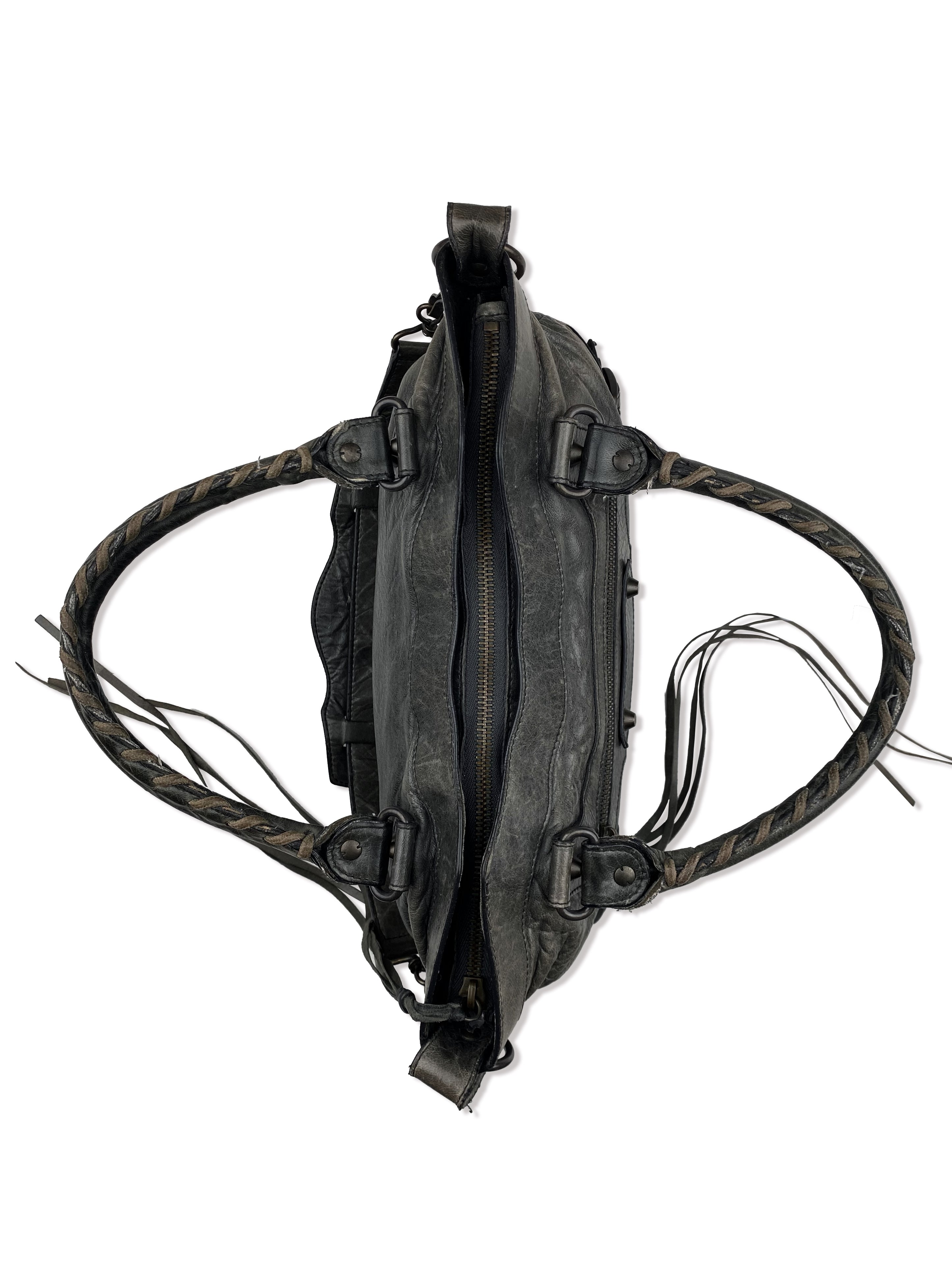 Balenciaga Lambskin Leather Tassel Weaved “City” Bag