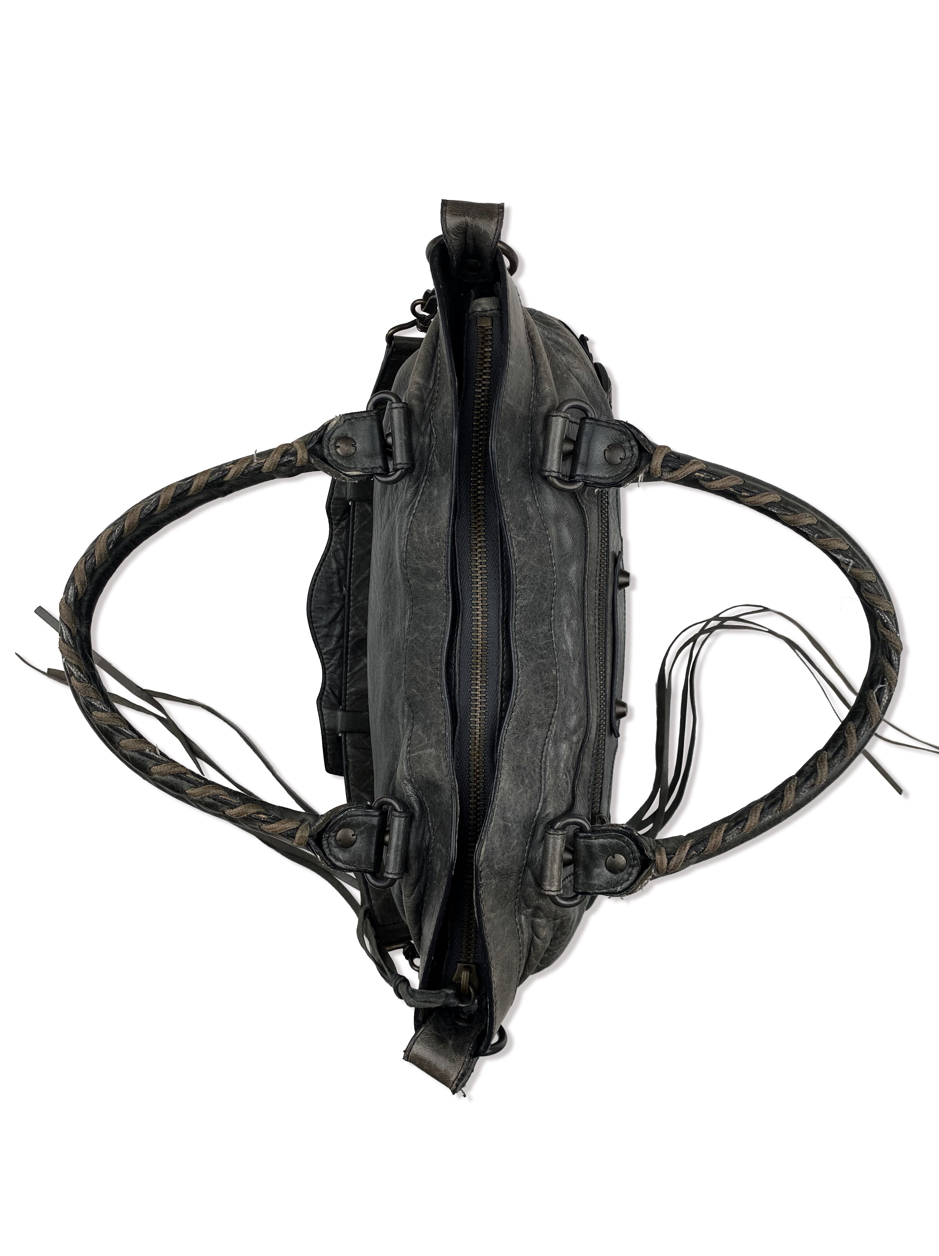 Balenciaga Lambskin Leather Tassel Weaved “City” Bag