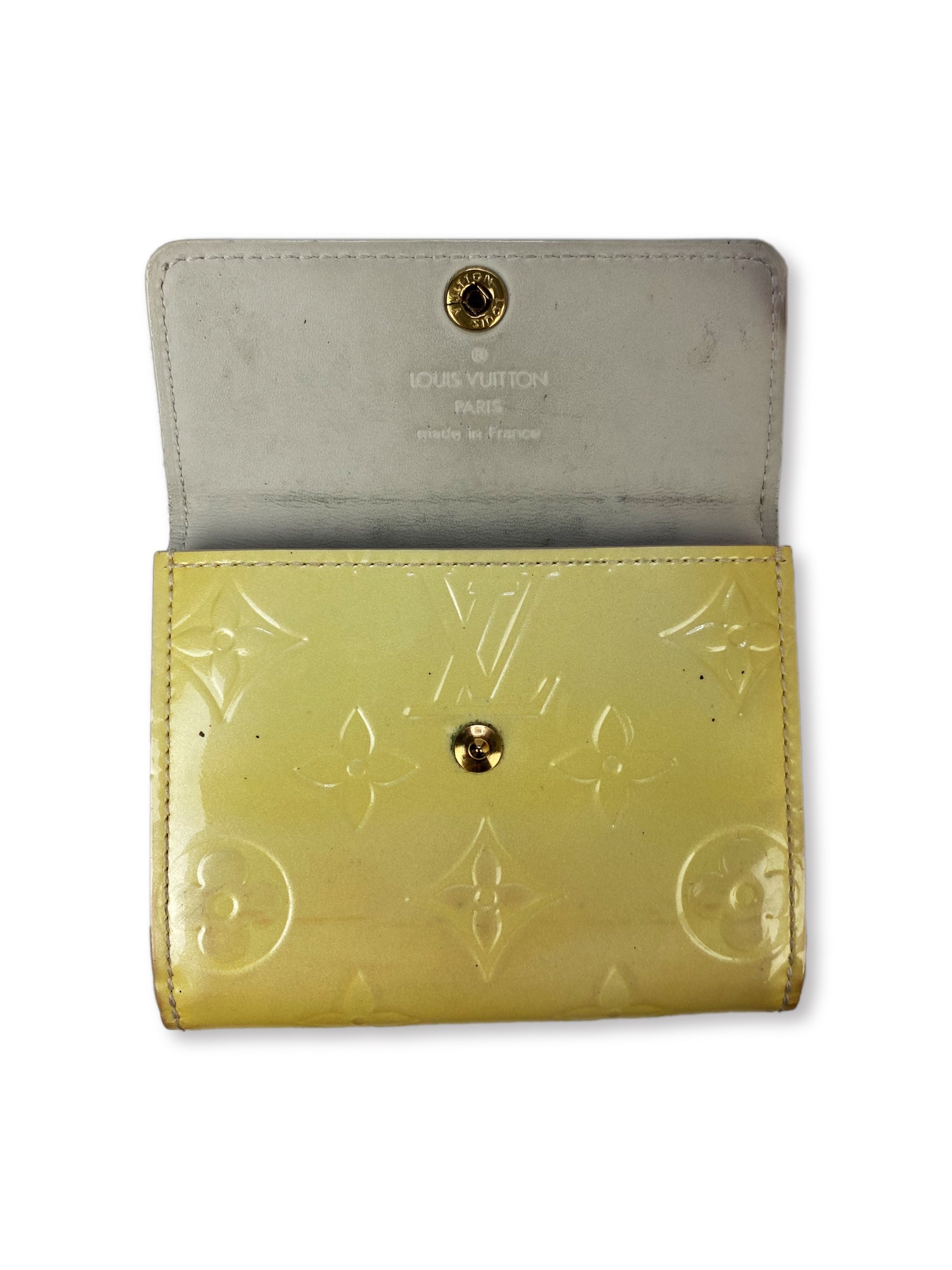 00s Louis Vuitton Yellow Embossed LV Monogram Fold Wallet