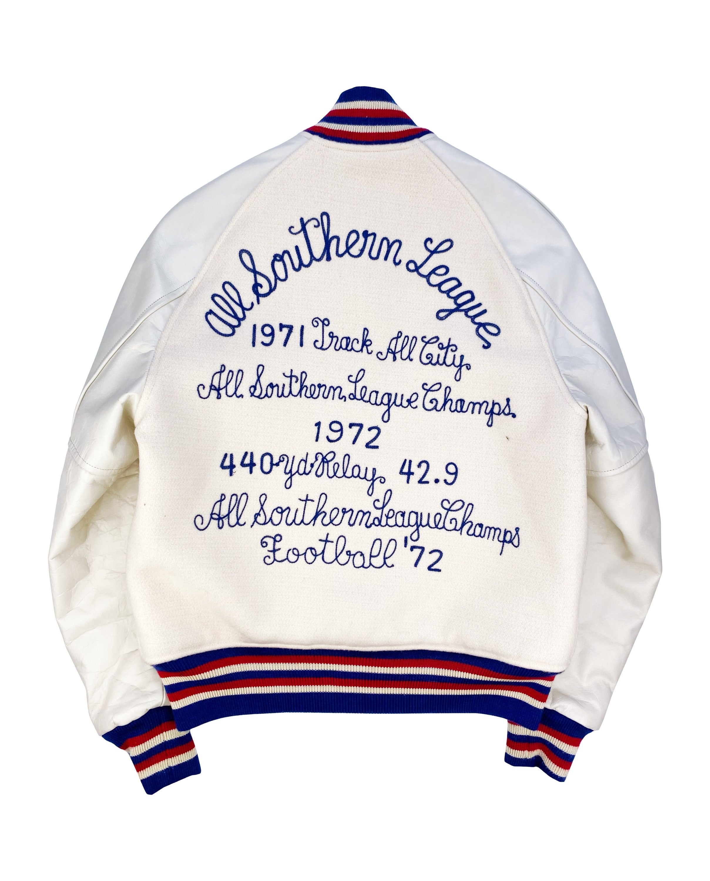 1971 Whitesville ‘Speed Merchant’ Embroidered Leather Varsity Jacket