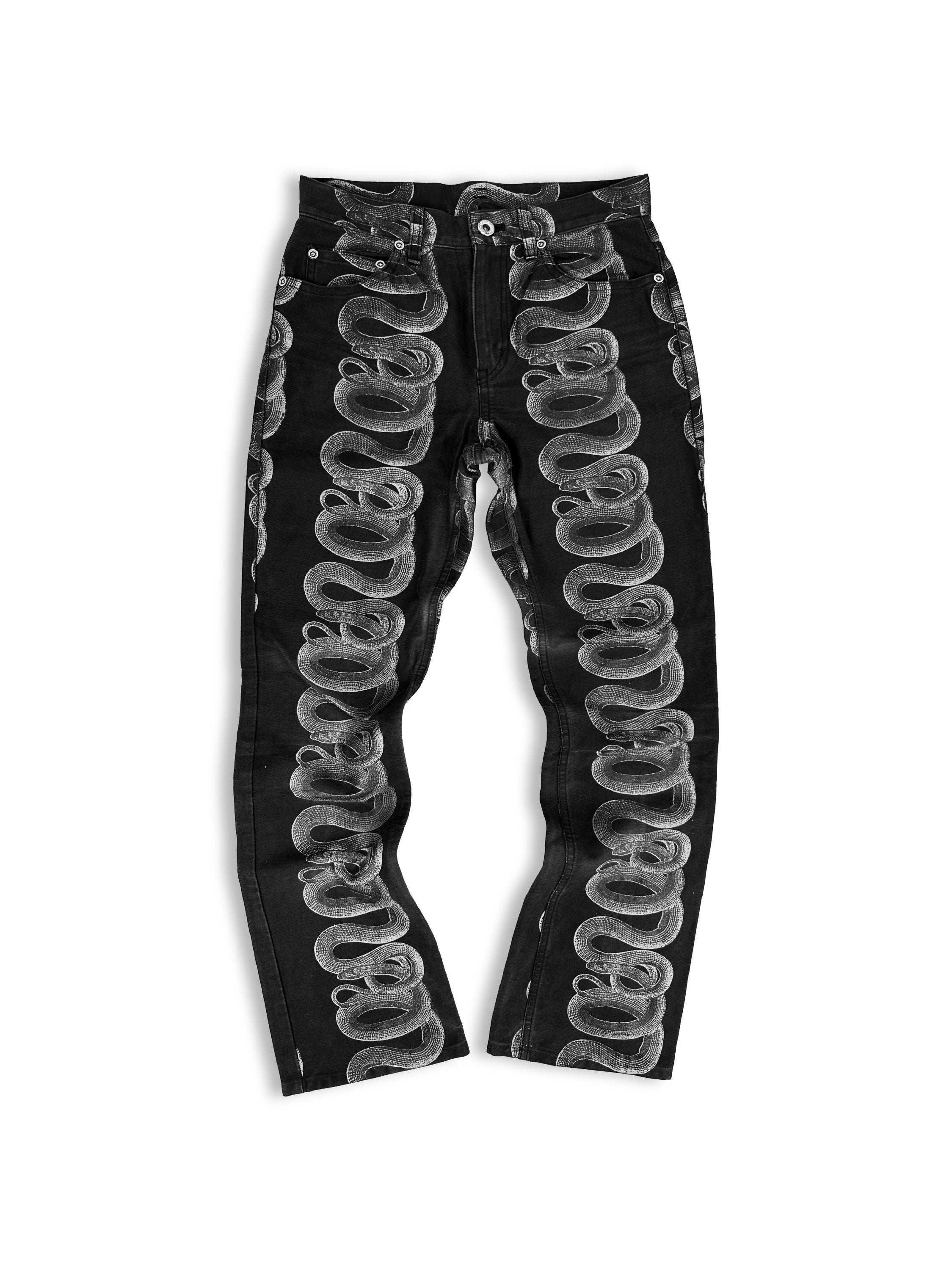 SS98 Hysteric Glamour ‘Snake’ Spiral Motif Black Denim