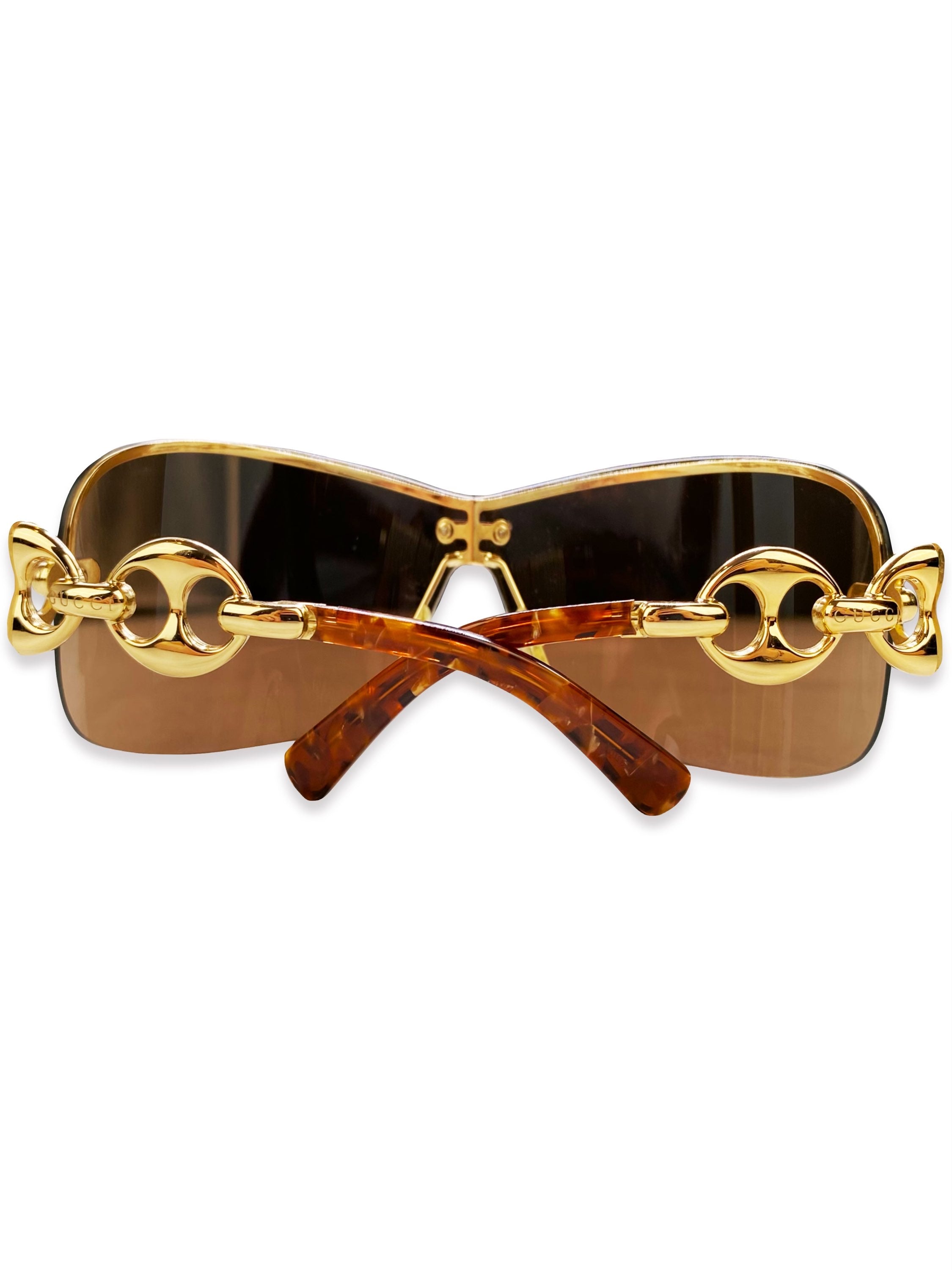 Gucci Gold Link Warm Tint Visor Sunglasses