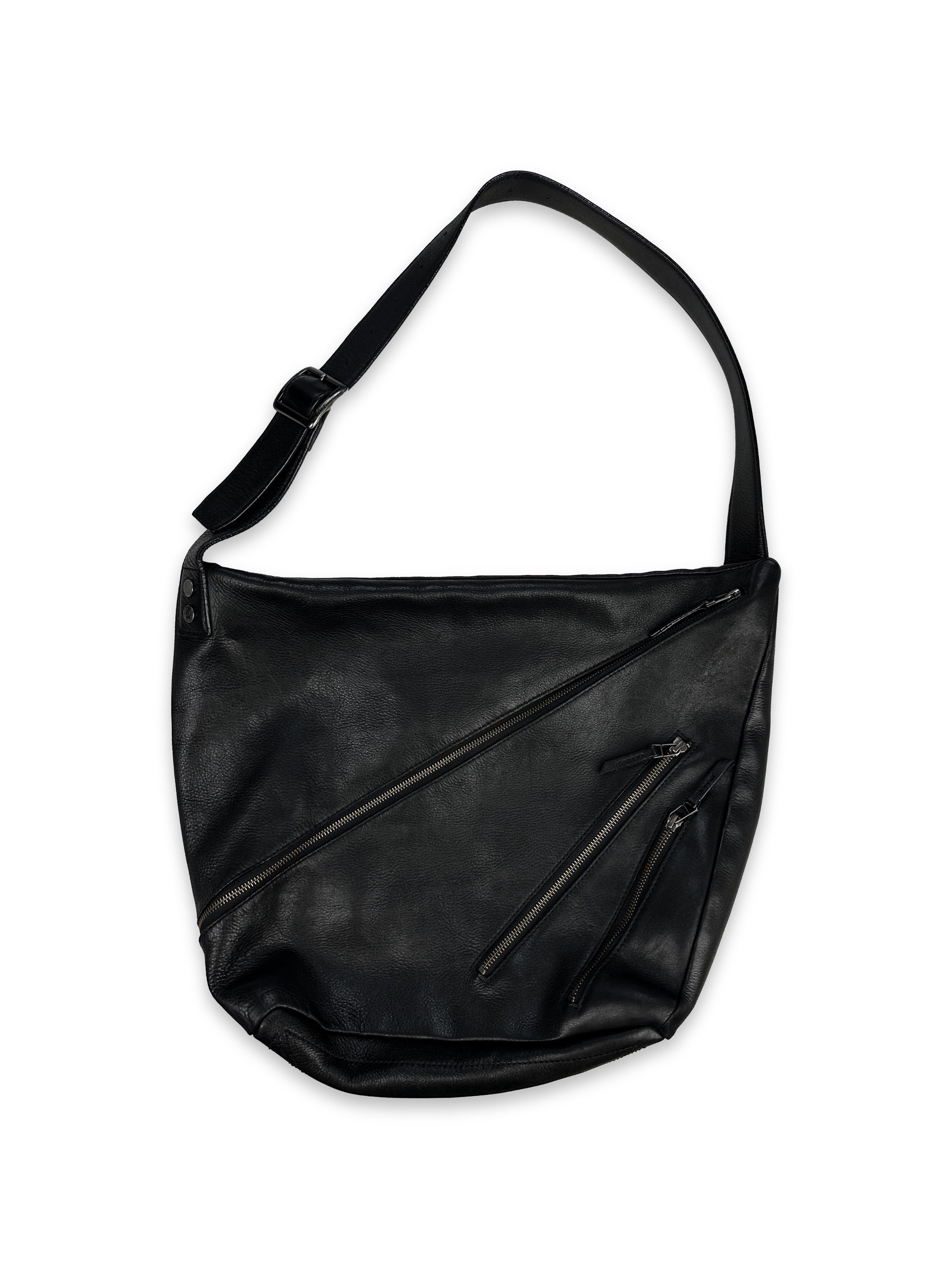 00s Tornado Mart Spiral Zip Leather Messenger Bag
