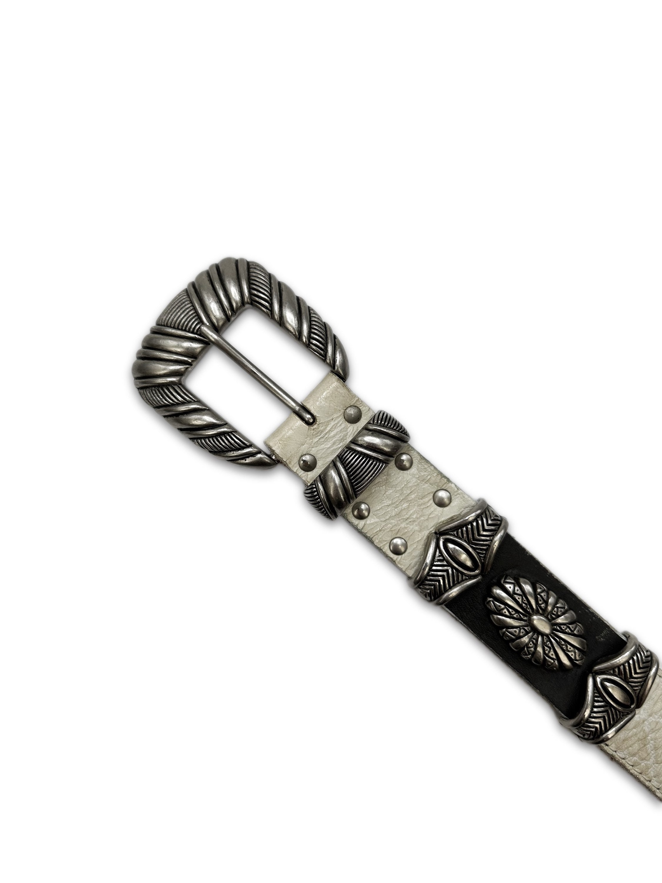 00s Tornado Mart ‘Western’ Studded White Leather Belt