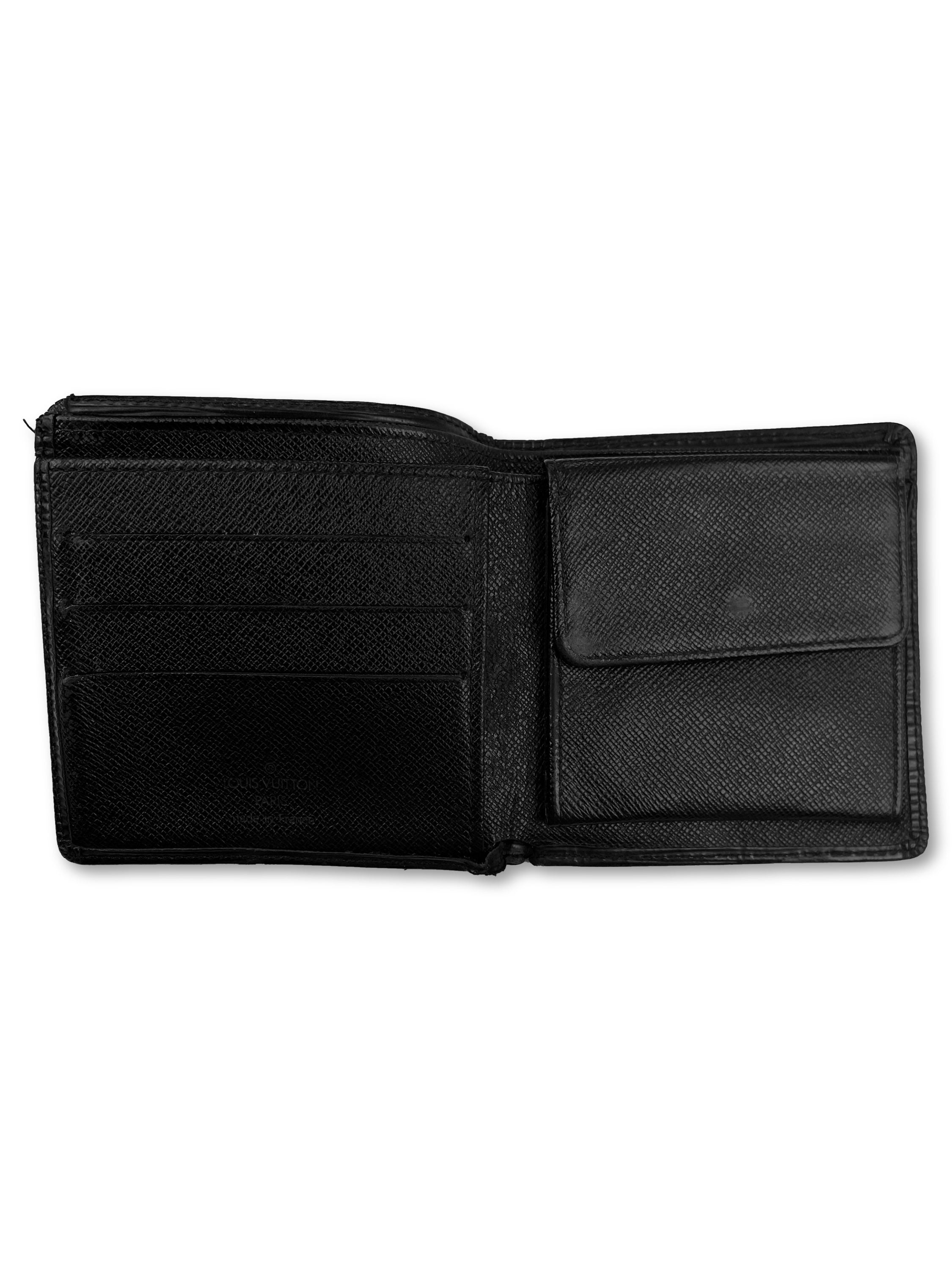 Louis Vuitton Black Epi Bifold Embossed LV Logo Wallet