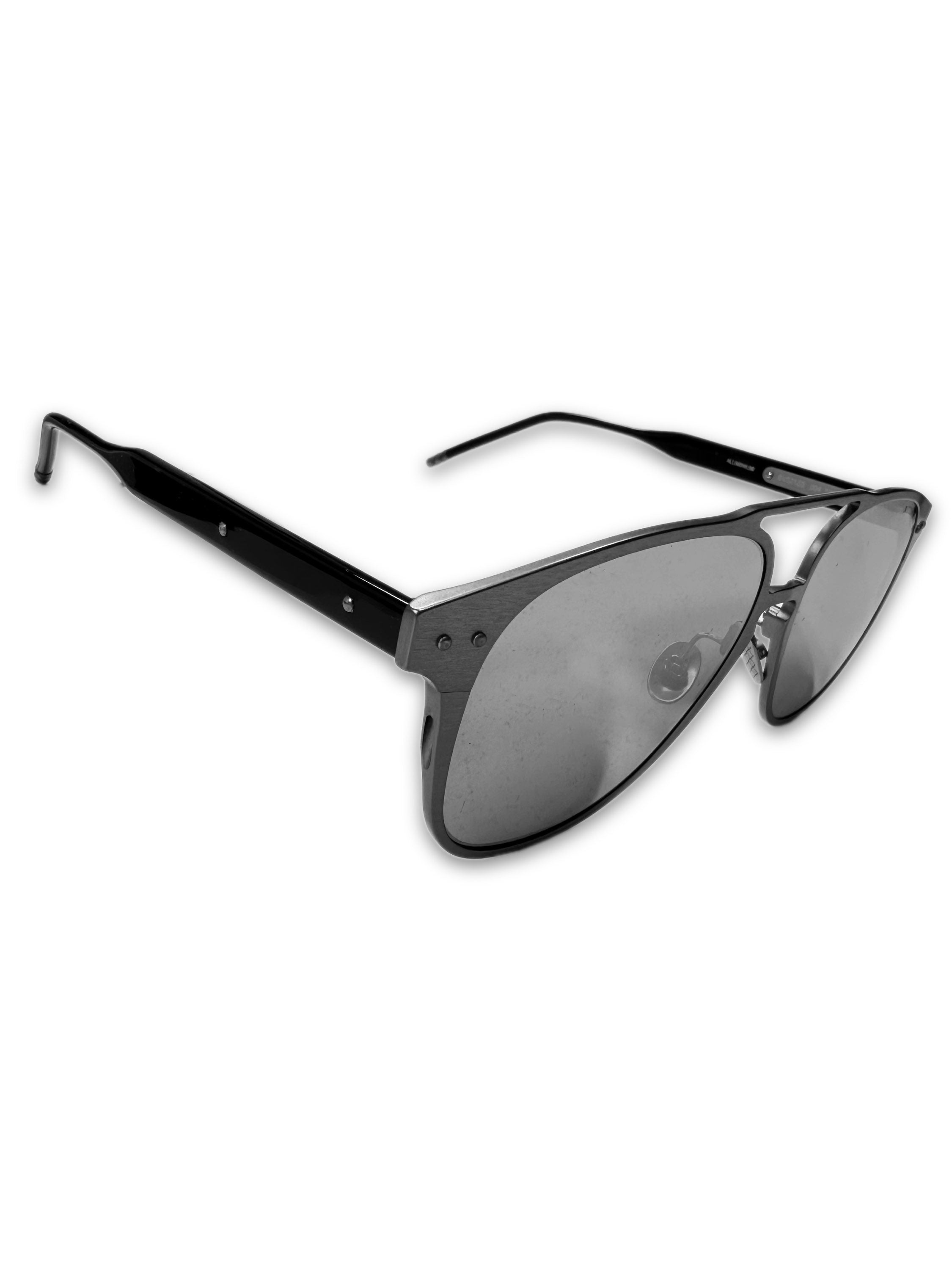 Bottega Veneta Silver Metallic Frame Aviator Sunglasses