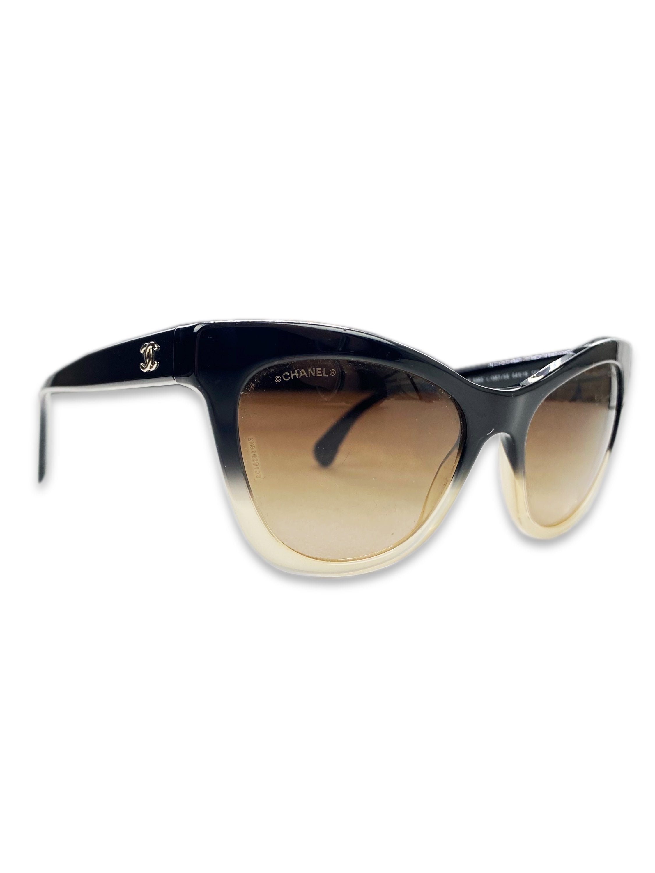 Chanel ‘CC’ Logo Rounded Gradient Tint Sunglasses