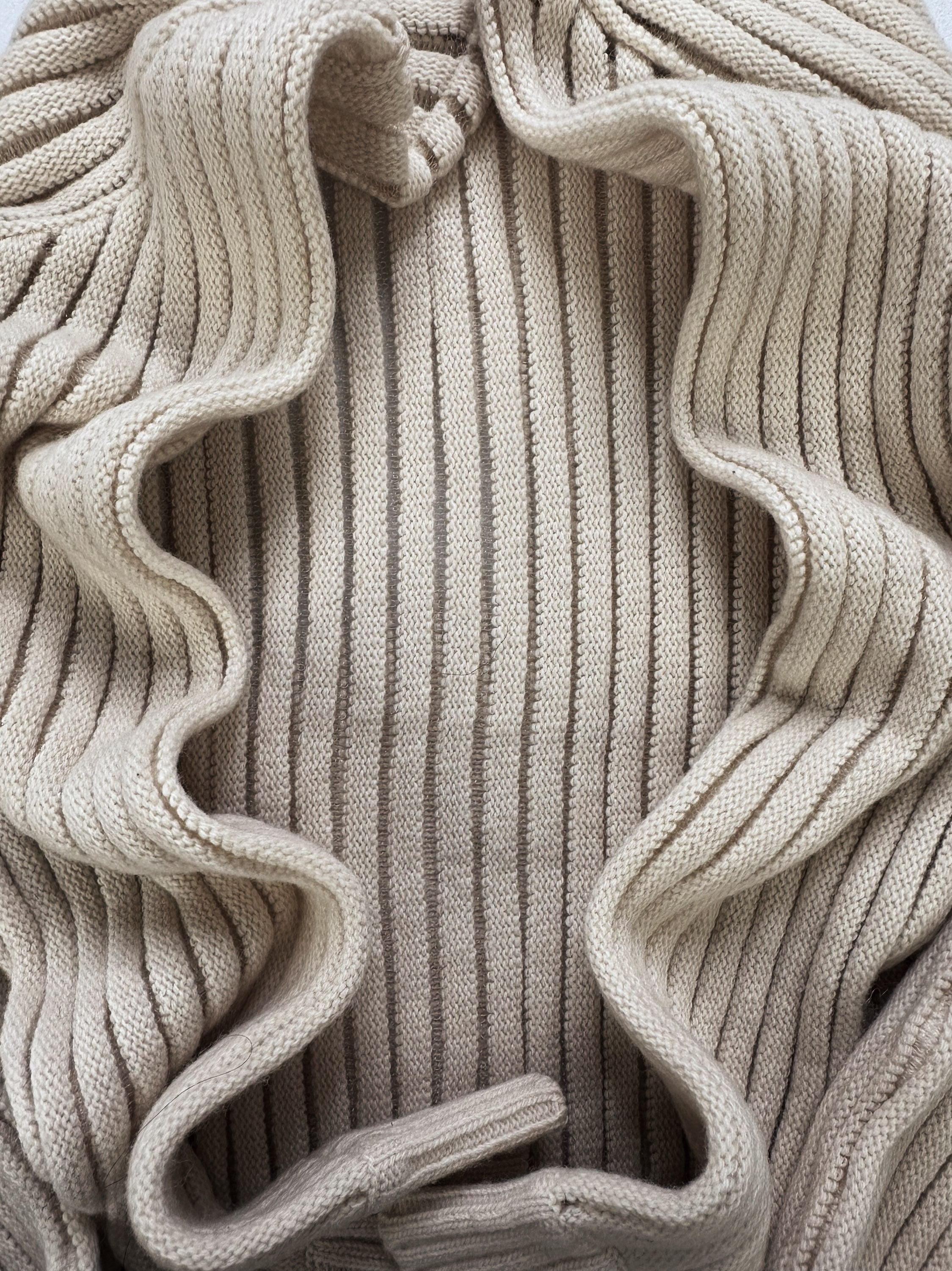 AW98 Helmut Lang Mesh Ribbed Beige Knitted Sweater