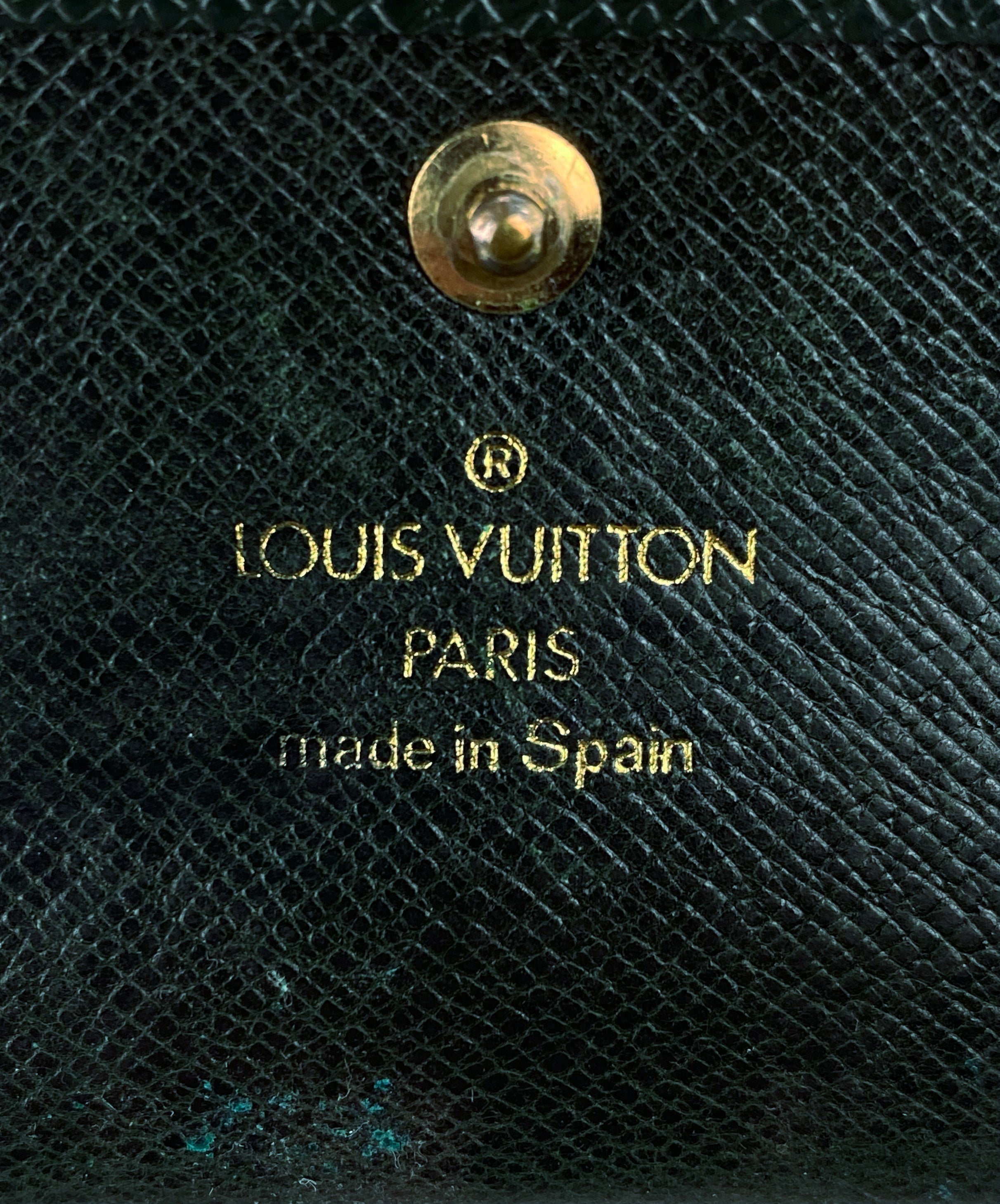 Louis Vuitton Forest Green Embossed LV Logo Key Holder