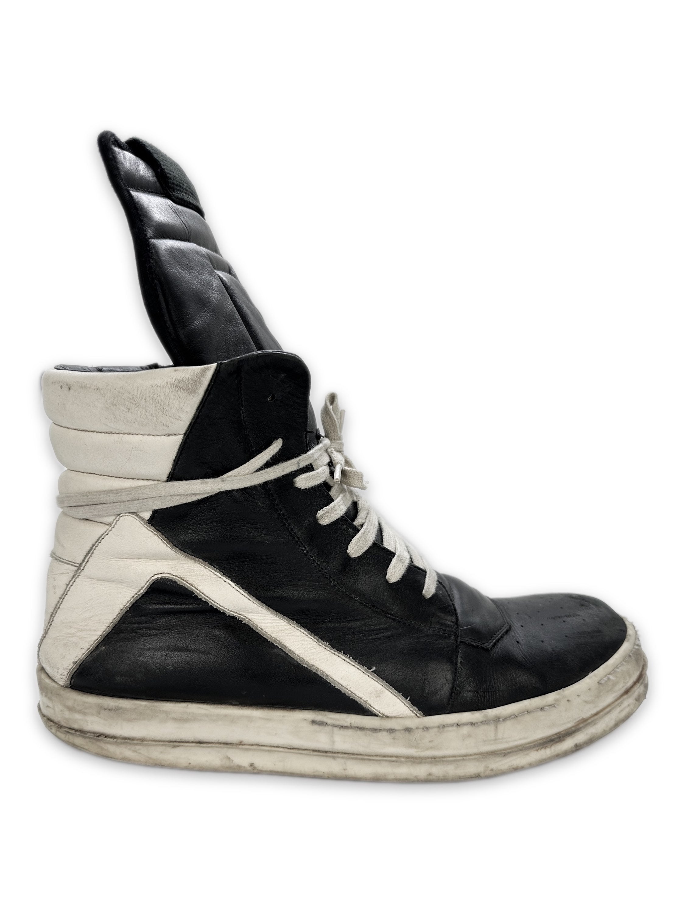 Rick Owens ‘Geobasket’ Hi-top Two Tone Leather Sneakers
