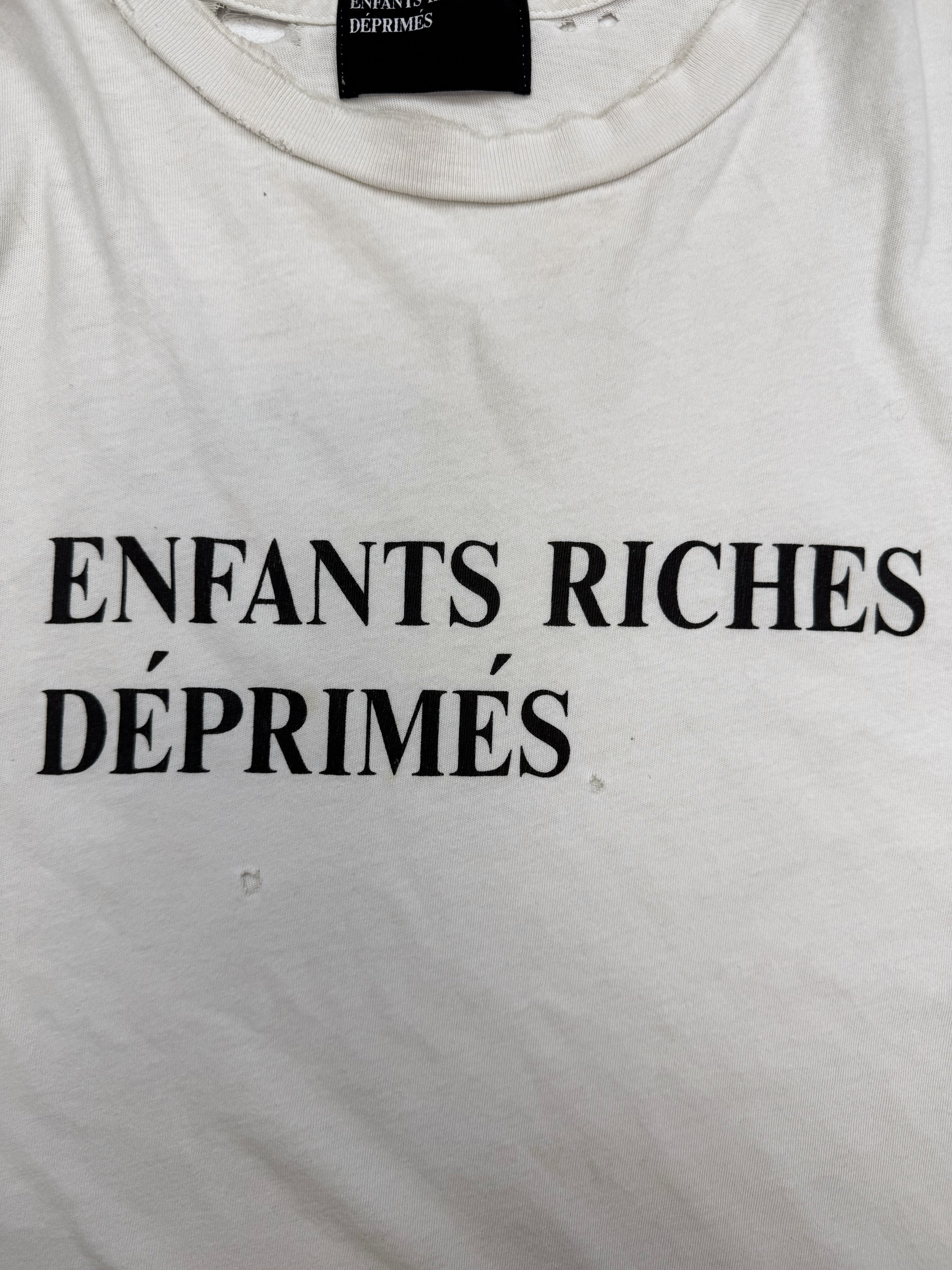 Enfants Riches Deprimes White Distressed Logo T-Shirt