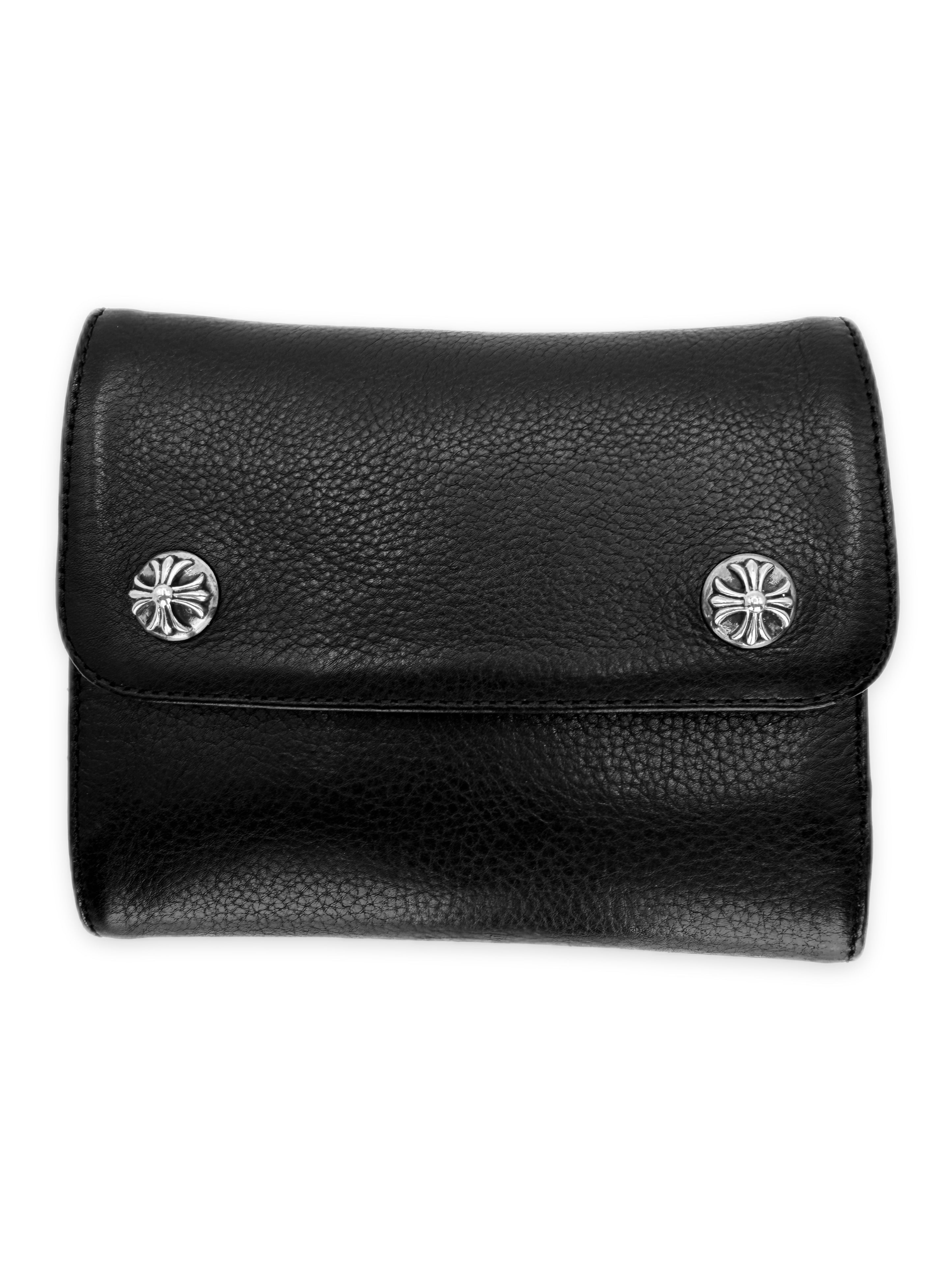 Chrome Hearts Mini Wave Tri Fold Dagger Zip Leather Wallet