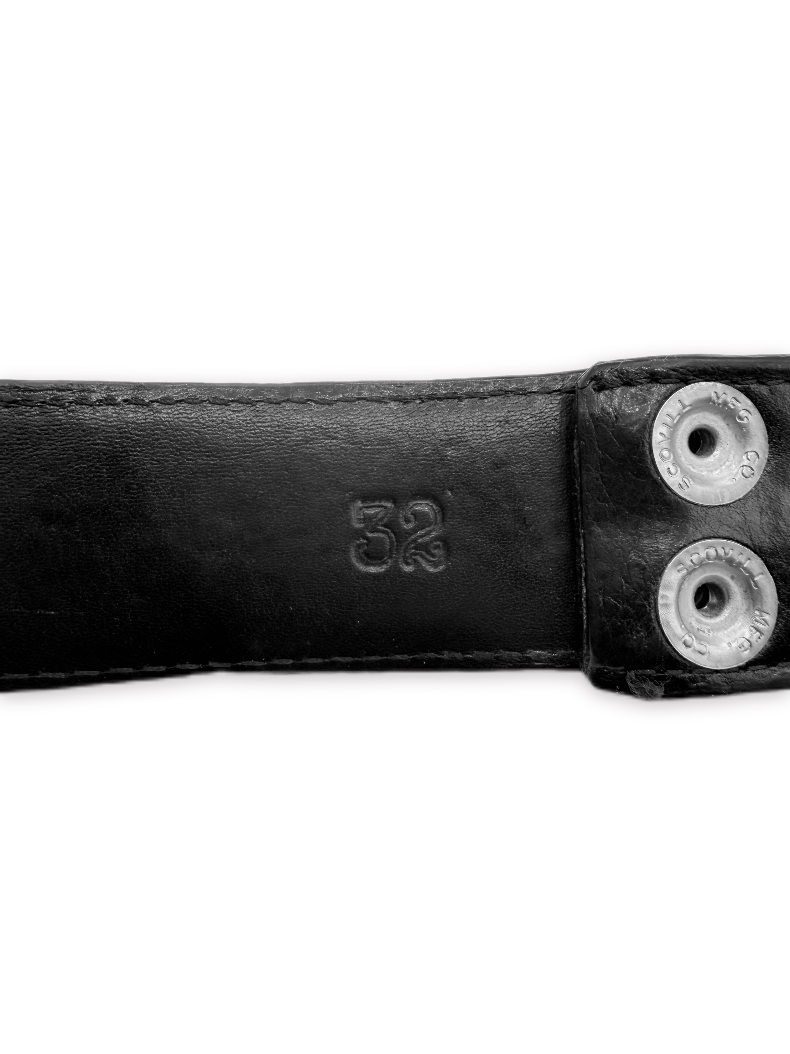 Chrome Hearts Pyramid Stud Black Leather Belt Strap