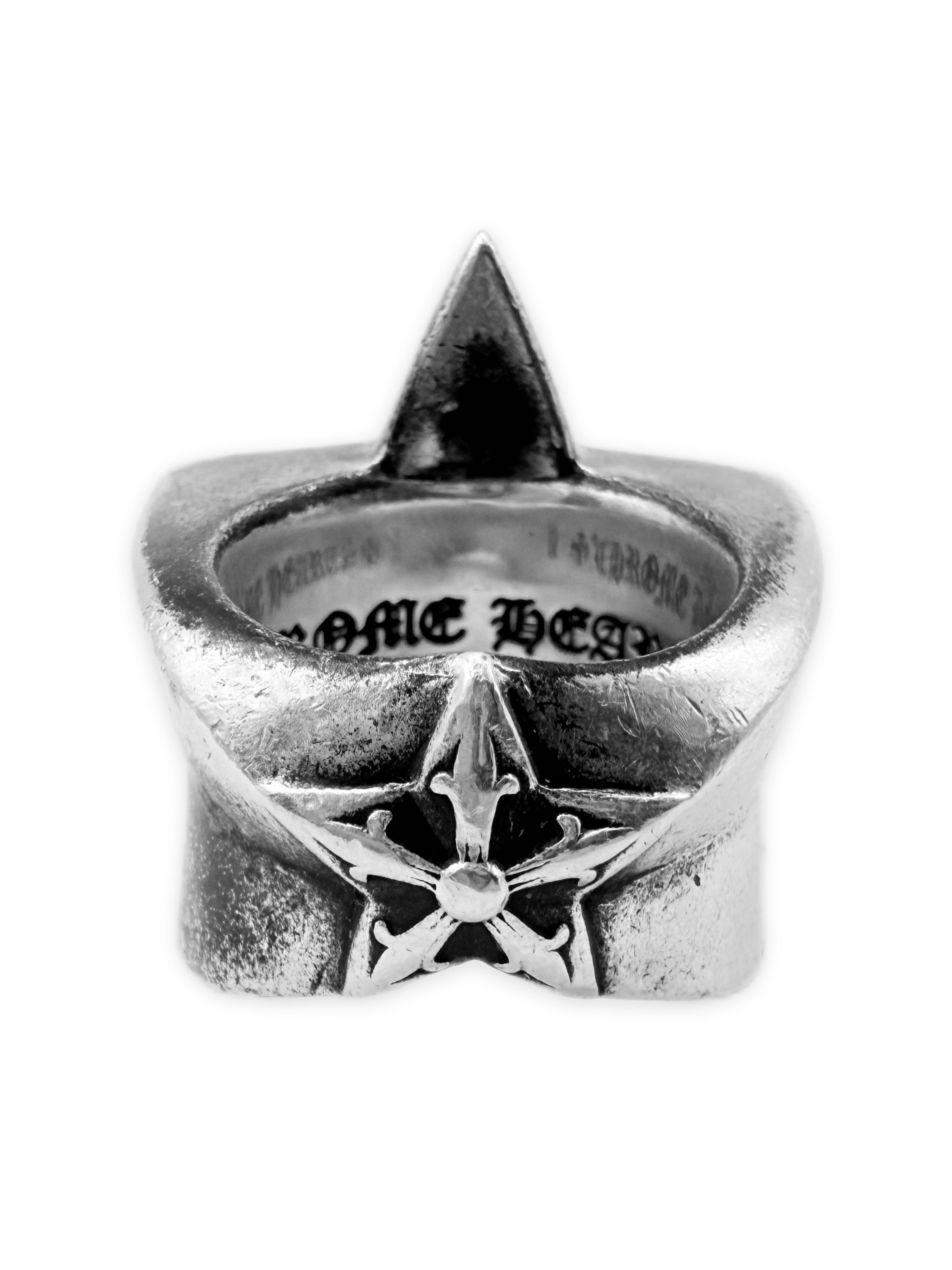 Chrome Hearts ‘5 Point Star’ .925 Silver XL Etched Ring