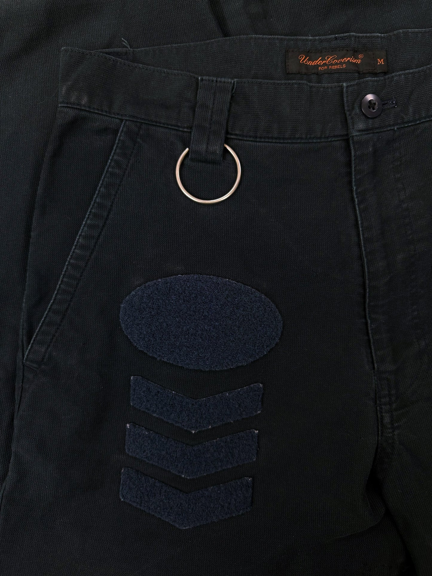 AW01 Undercover D.A.V.F Chenille Patched D-Ring Navy Blue Pants
