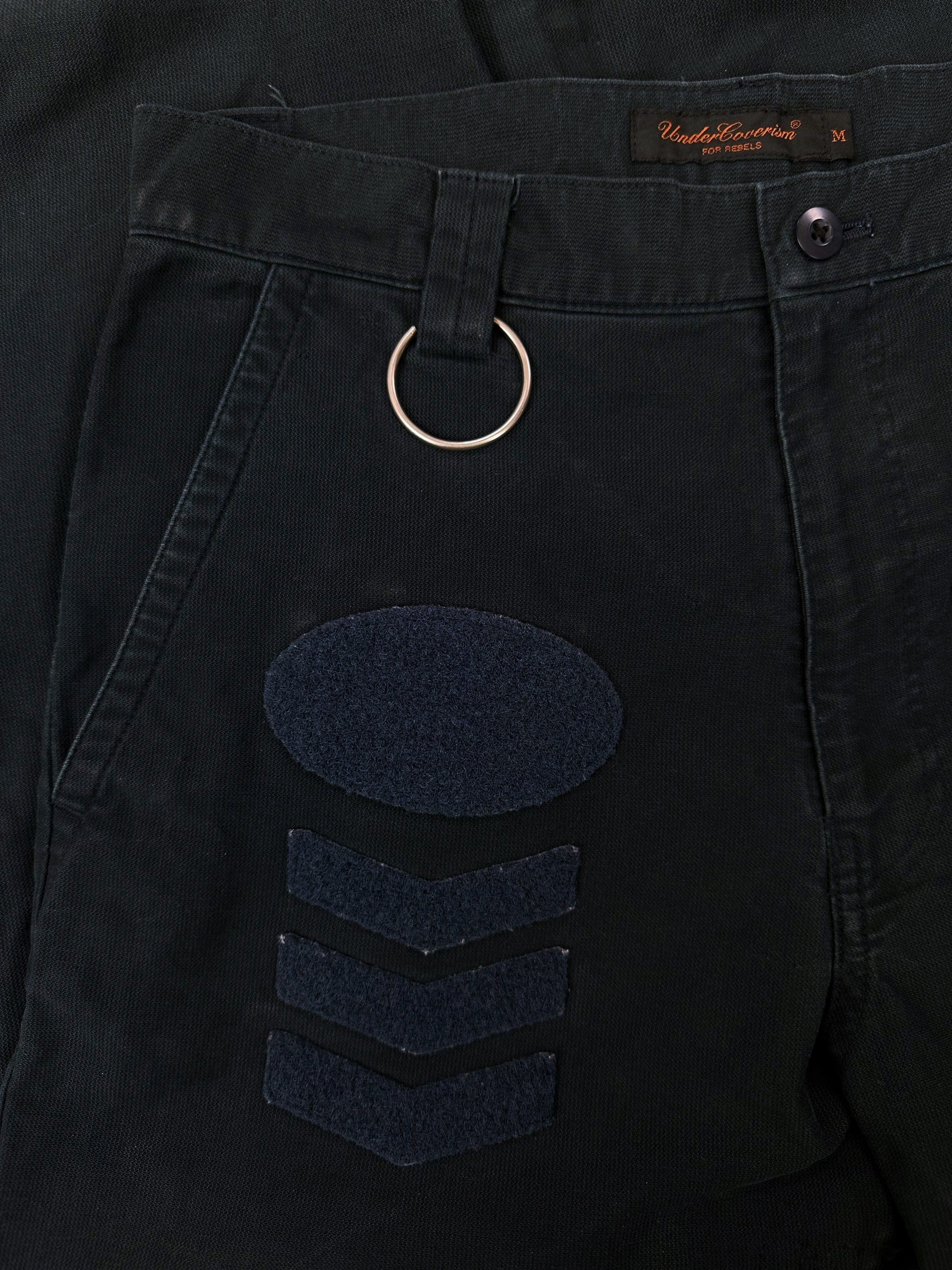AW01 Undercover D.A.V.F Chenille Patched D-Ring Navy Blue Pants