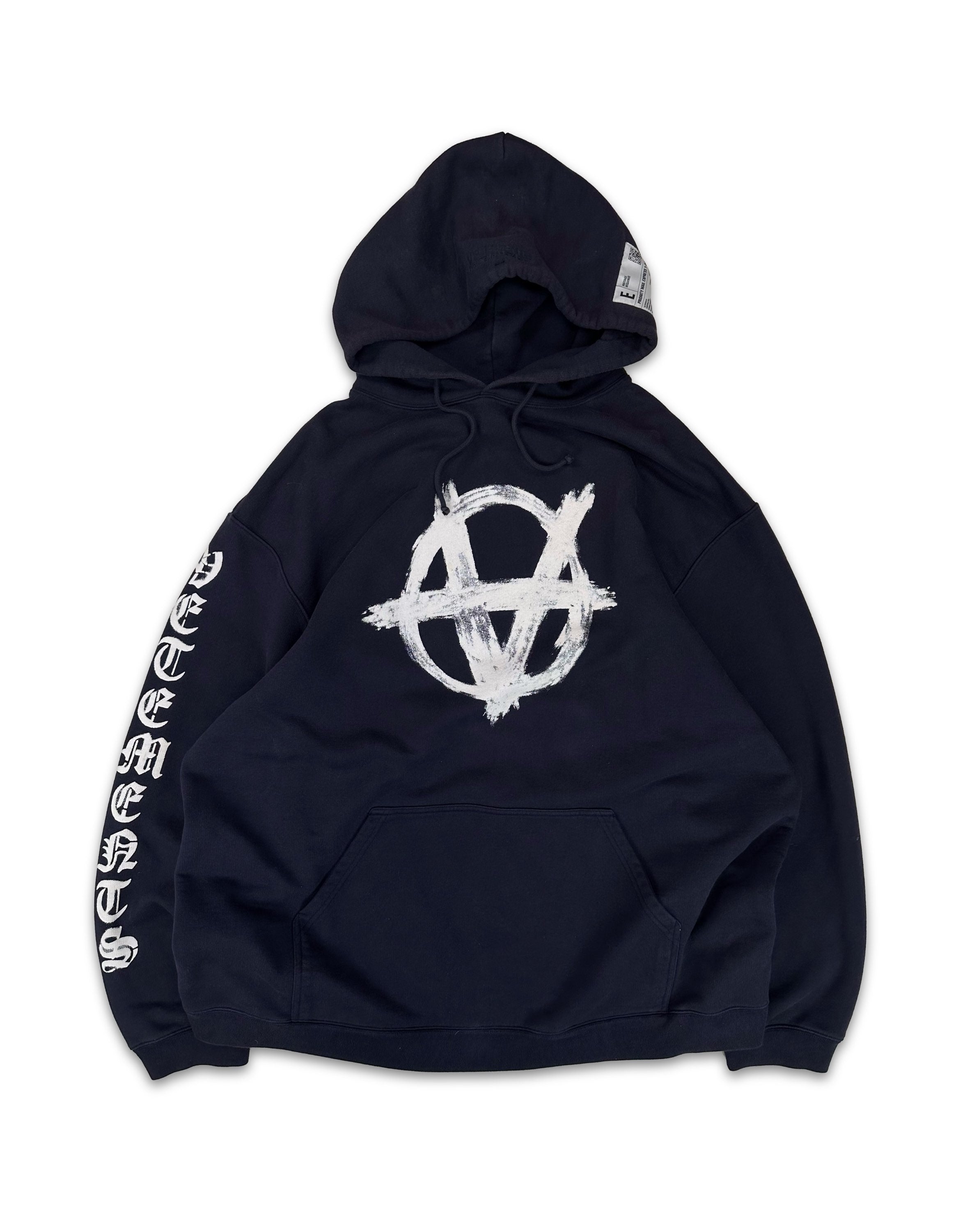 AW20 Vetements ‘Anarchy’ Motif Shipping Label Patch Hoodie