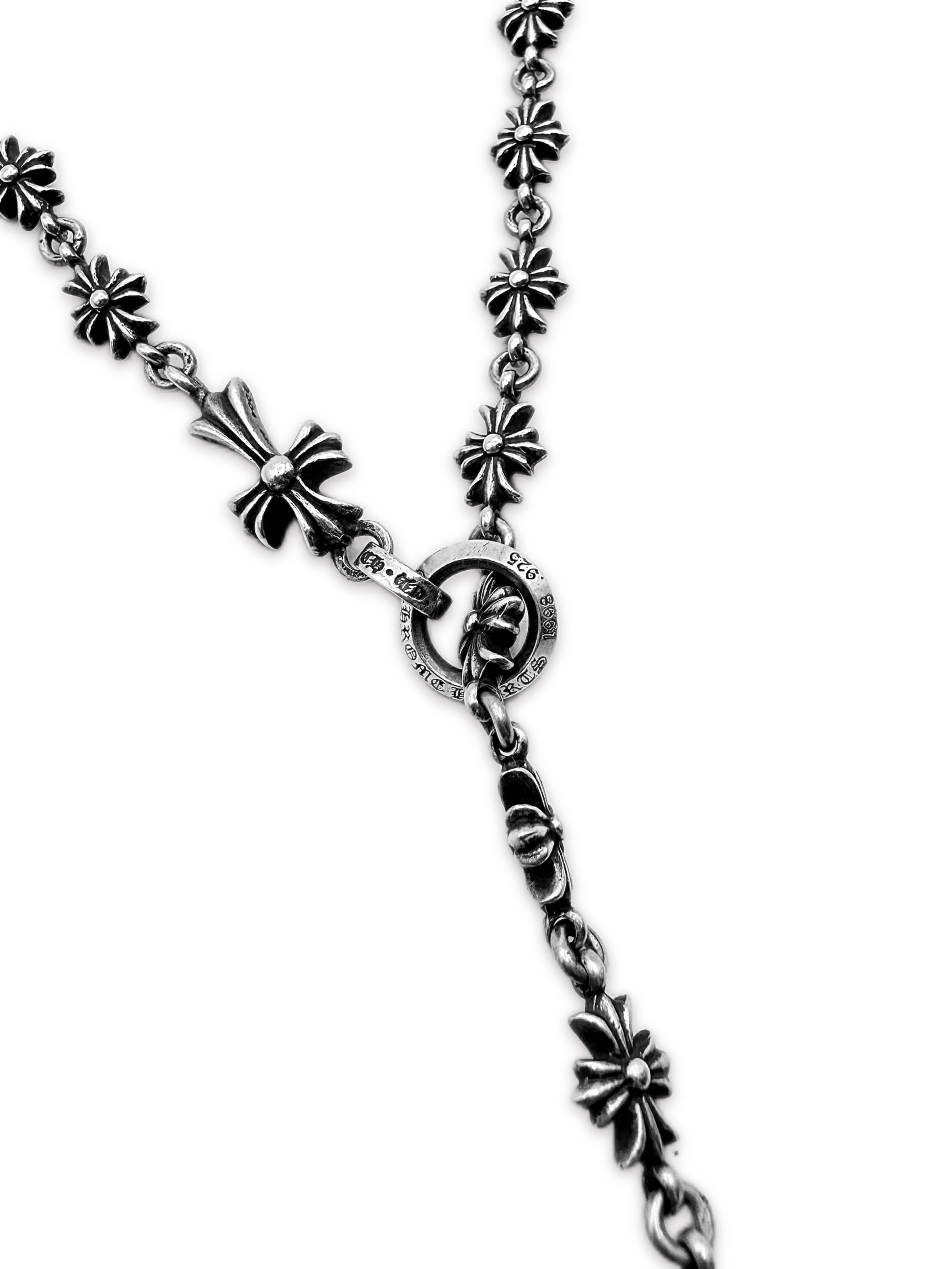 Chrome Hearts Tiny E Multi Cross Tiny E .925 Silver Rosary Necklace