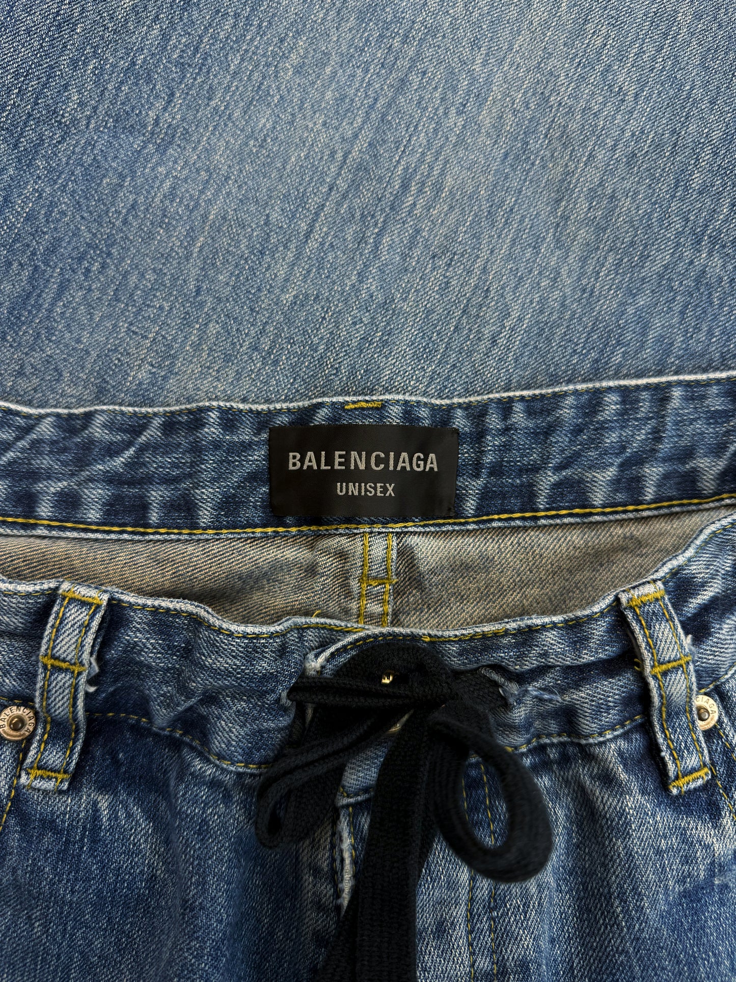 SS24 Balenciaga ‘Skater’ Drawstring Shoelace Light Wash Baggy Denim