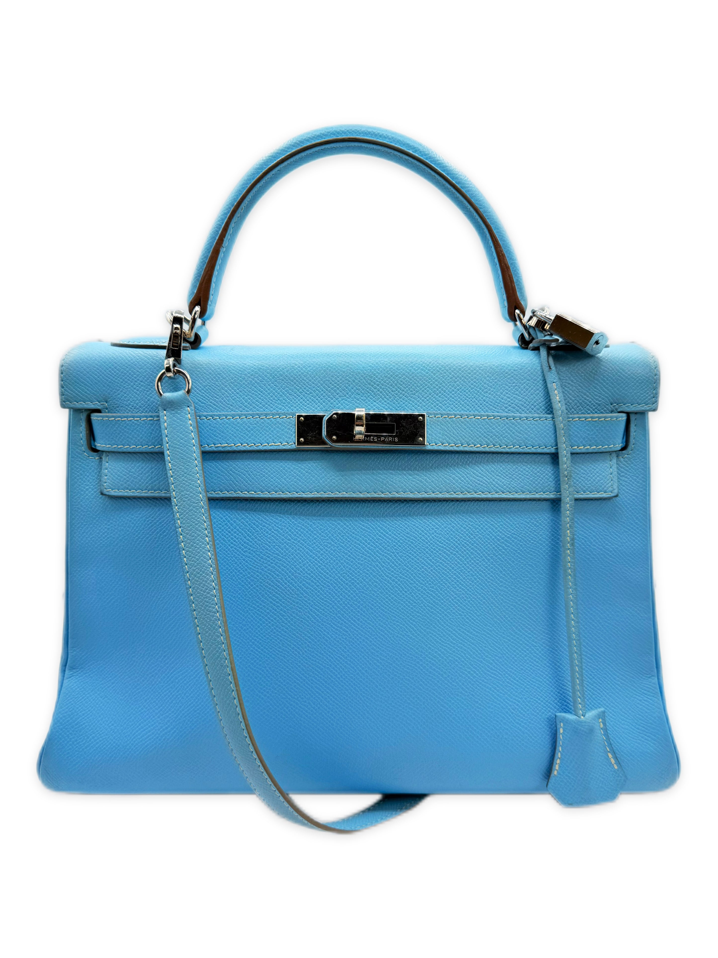 AW11 Hermès Kelly 32 Retourne Candy Bleu Celeste Hand Bag