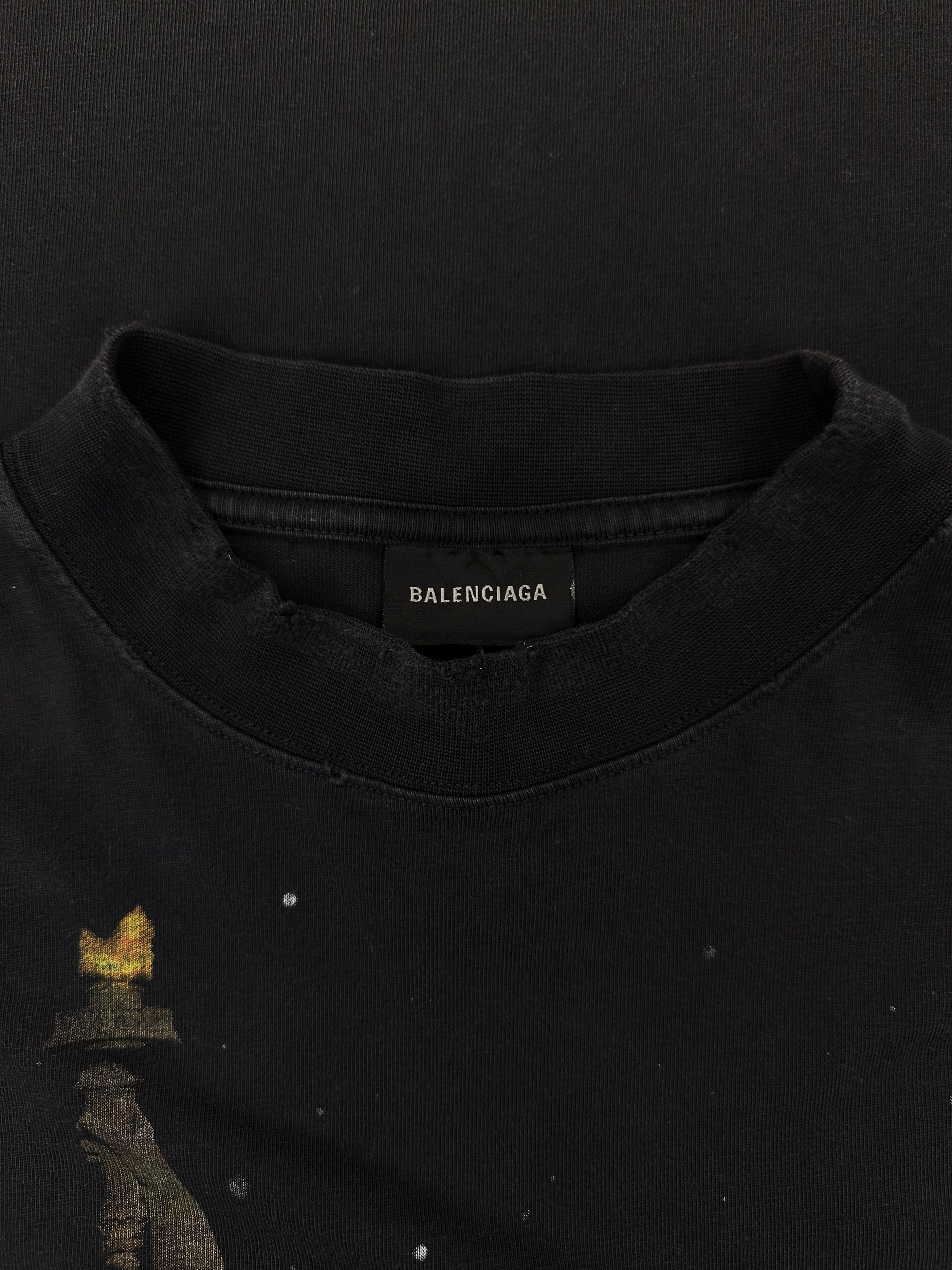 AW24 Balenciaga ‘Statue of Liberty’ Distressed Graphic T-Shirt