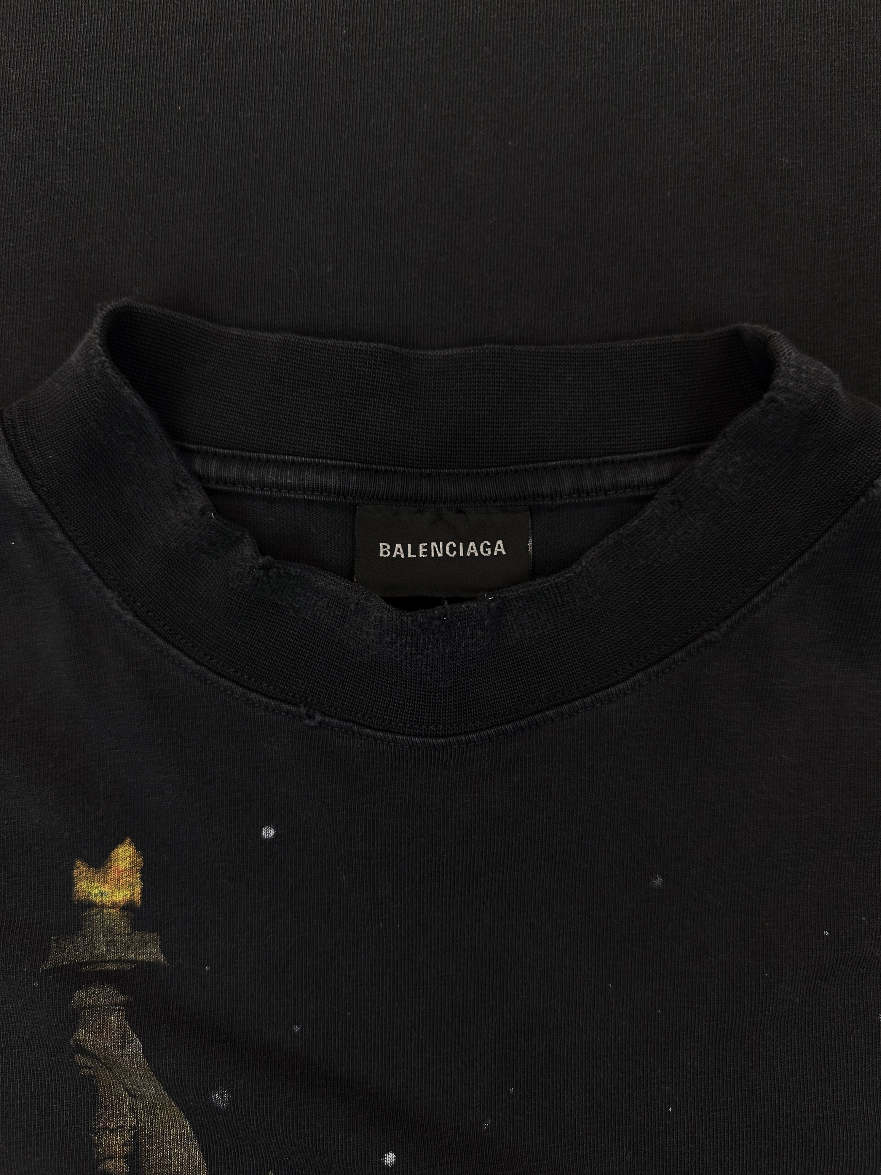 AW24 Balenciaga ‘Statue of Liberty’ Distressed Graphic T-Shirt