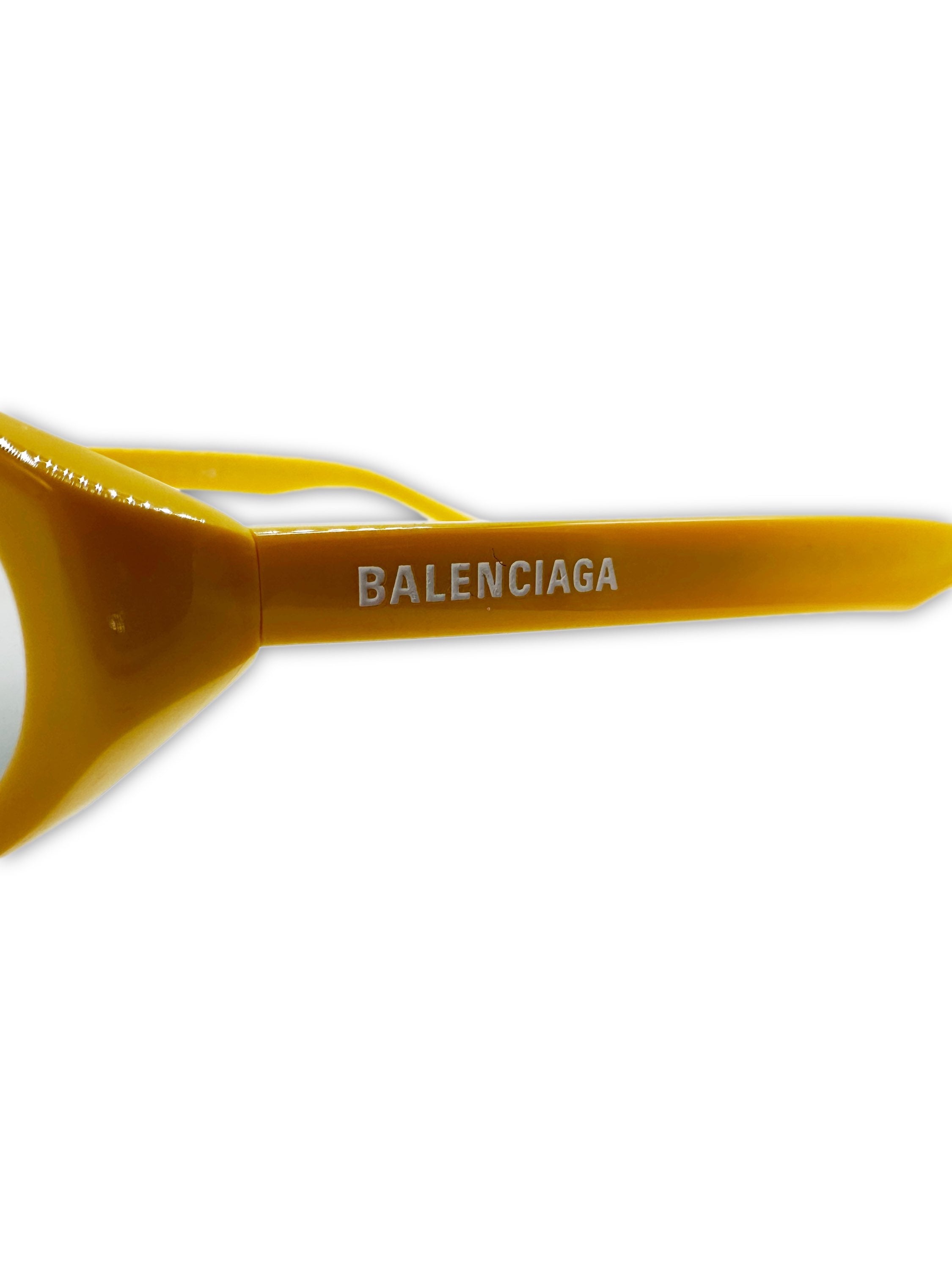 Balenciaga Yellow Rounded Frame Light Tint Sunglasses